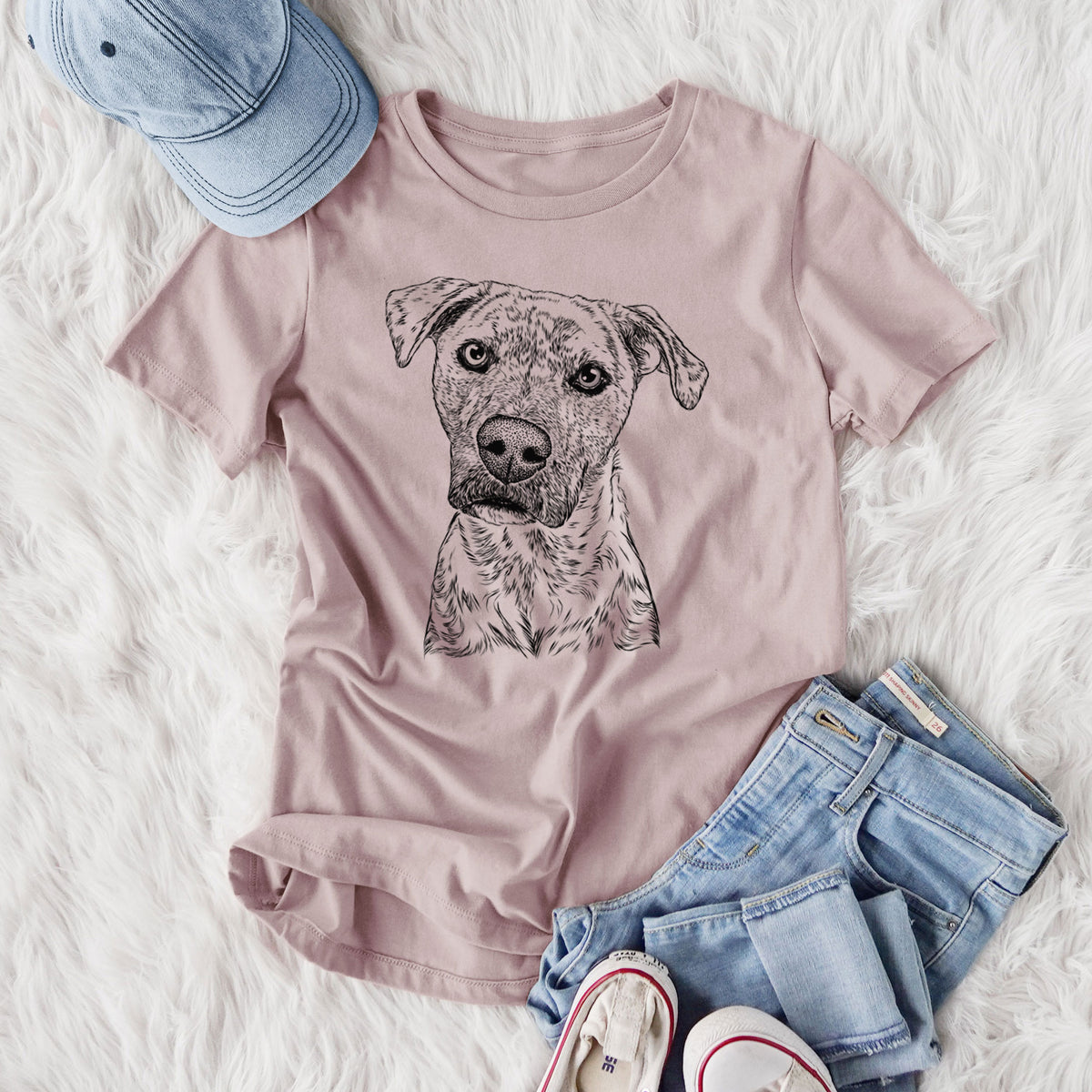 Bare Monster Baby the Pitbull Mix - Women's Lightweight Relaxed Fit 100% Cotton Crewneck