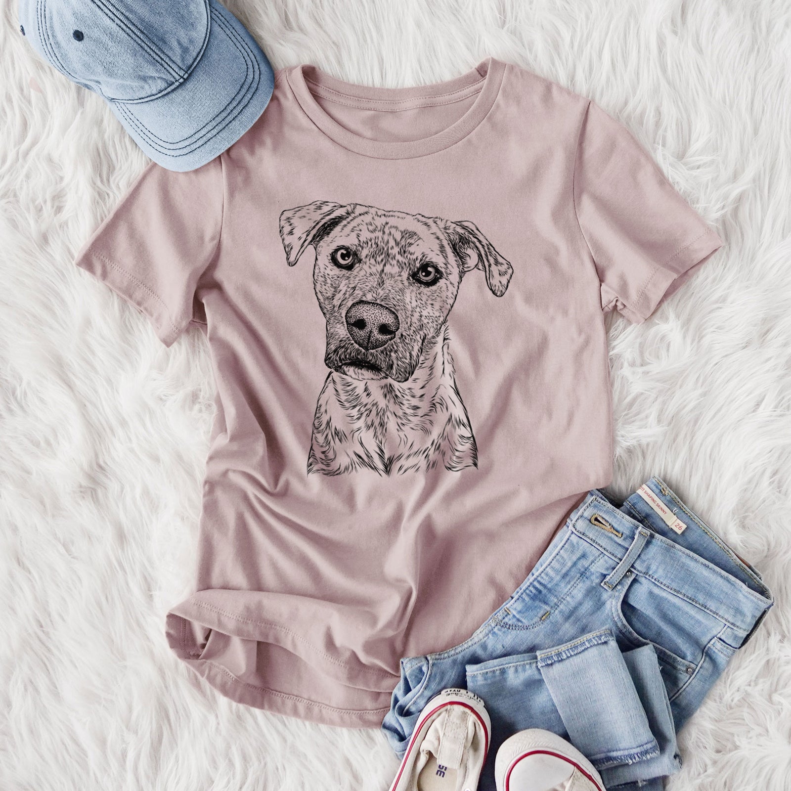 Bare Monster Baby the Pitbull Mix - Women's Lightweight Relaxed Fit 100% Cotton Crewneck
