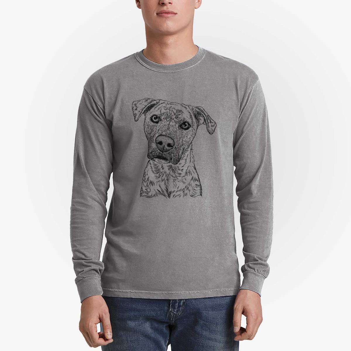 Bare Monster Baby the Pitbull Mix - Men's Heavyweight 100% Cotton Long Sleeve