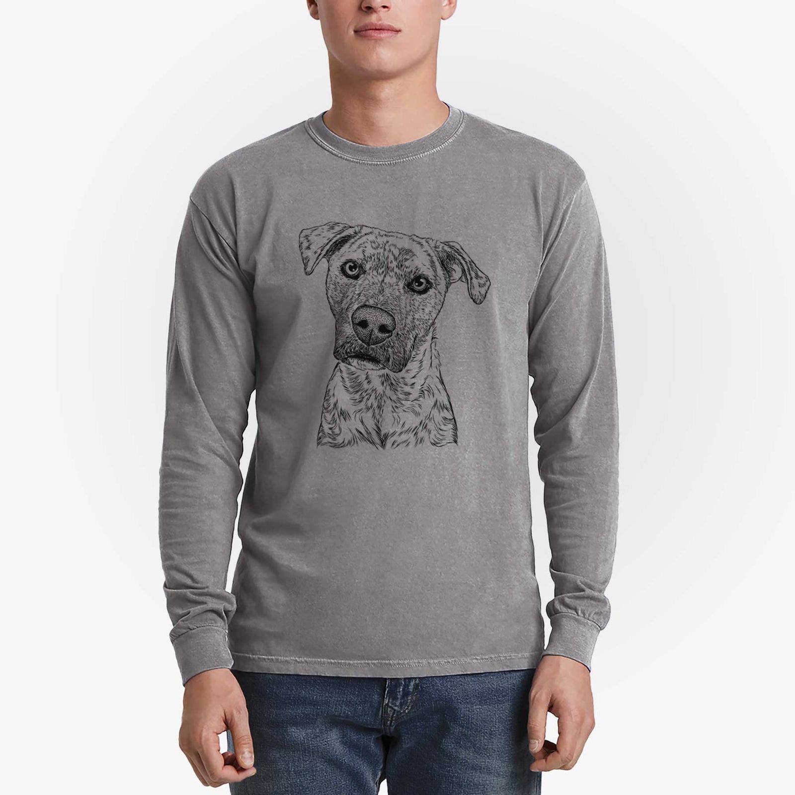 Bare Monster Baby the Pitbull Mix - Men's Heavyweight 100% Cotton Long Sleeve