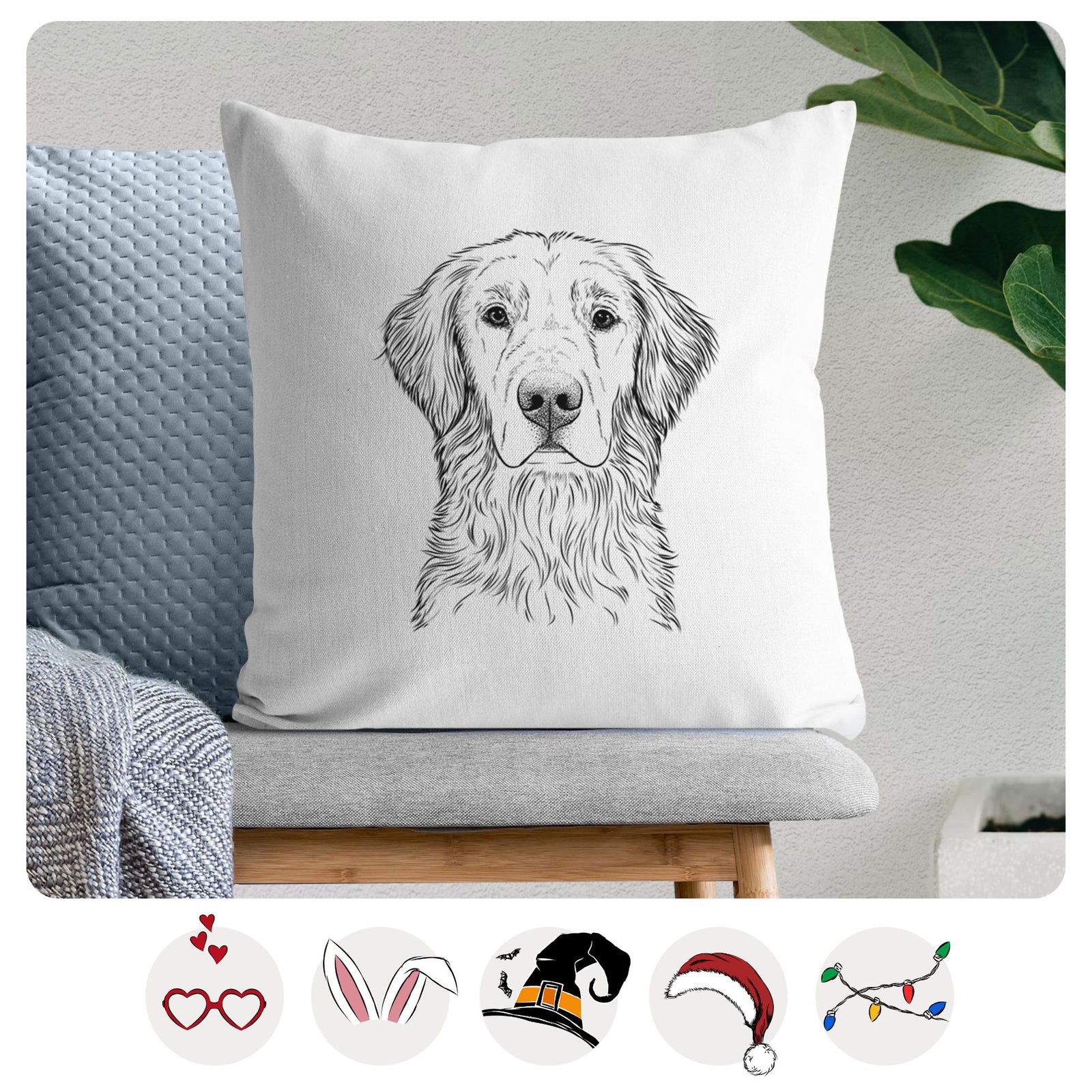 Moose the Field Golden Retriever - Throw Pillow Cover