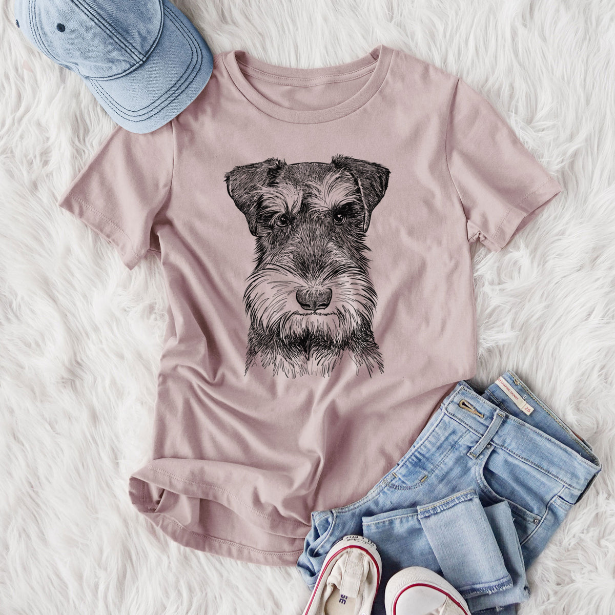 Bare Murphy the Mini Schnauzer - Women's Lightweight Relaxed Fit 100% Cotton Crewneck