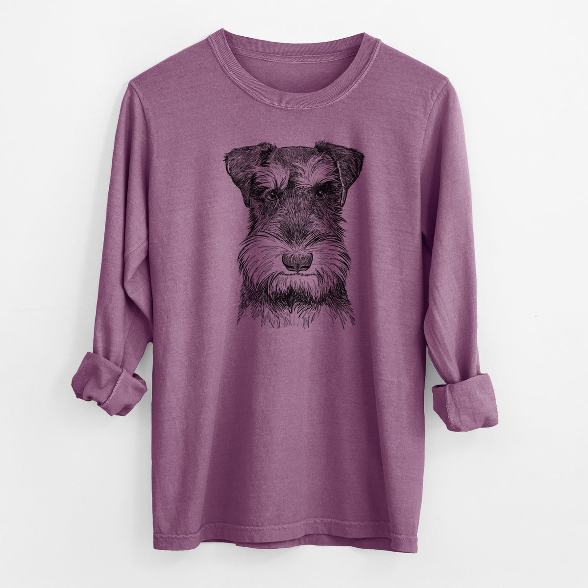 Bare Murphy the Mini Schnauzer - Men's Heavyweight 100% Cotton Long Sleeve