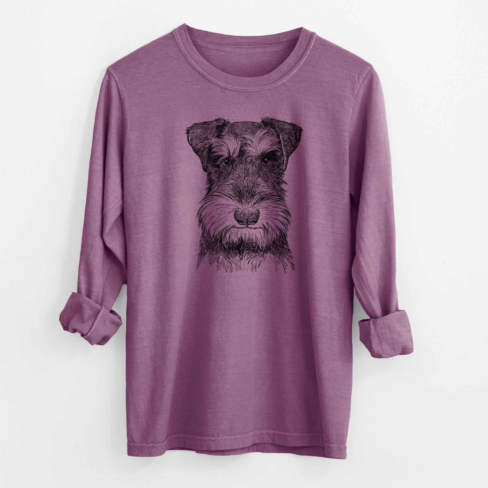 Bare Murphy the Mini Schnauzer - Men's Heavyweight 100% Cotton Long Sleeve