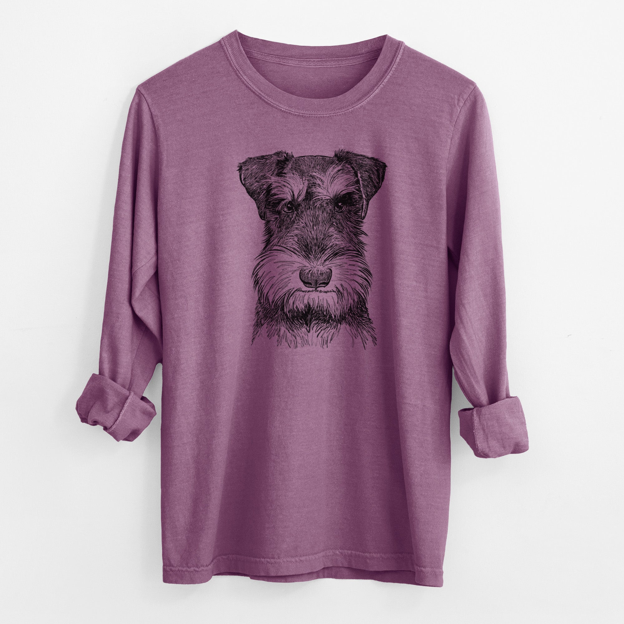 Bare Murphy the Mini Schnauzer - Men's Heavyweight 100% Cotton Long Sleeve