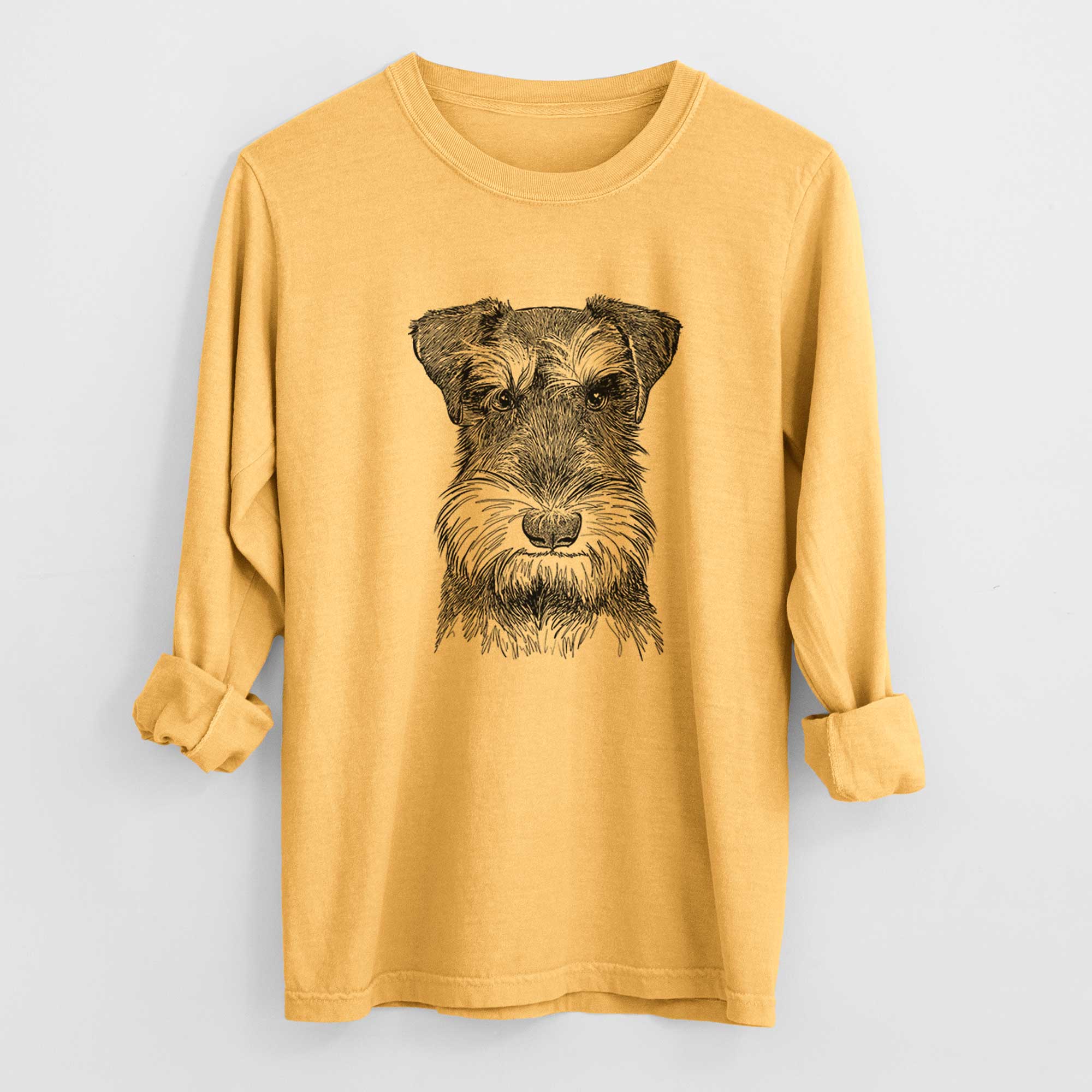 Bare Murphy the Mini Schnauzer - Men's Heavyweight 100% Cotton Long Sleeve