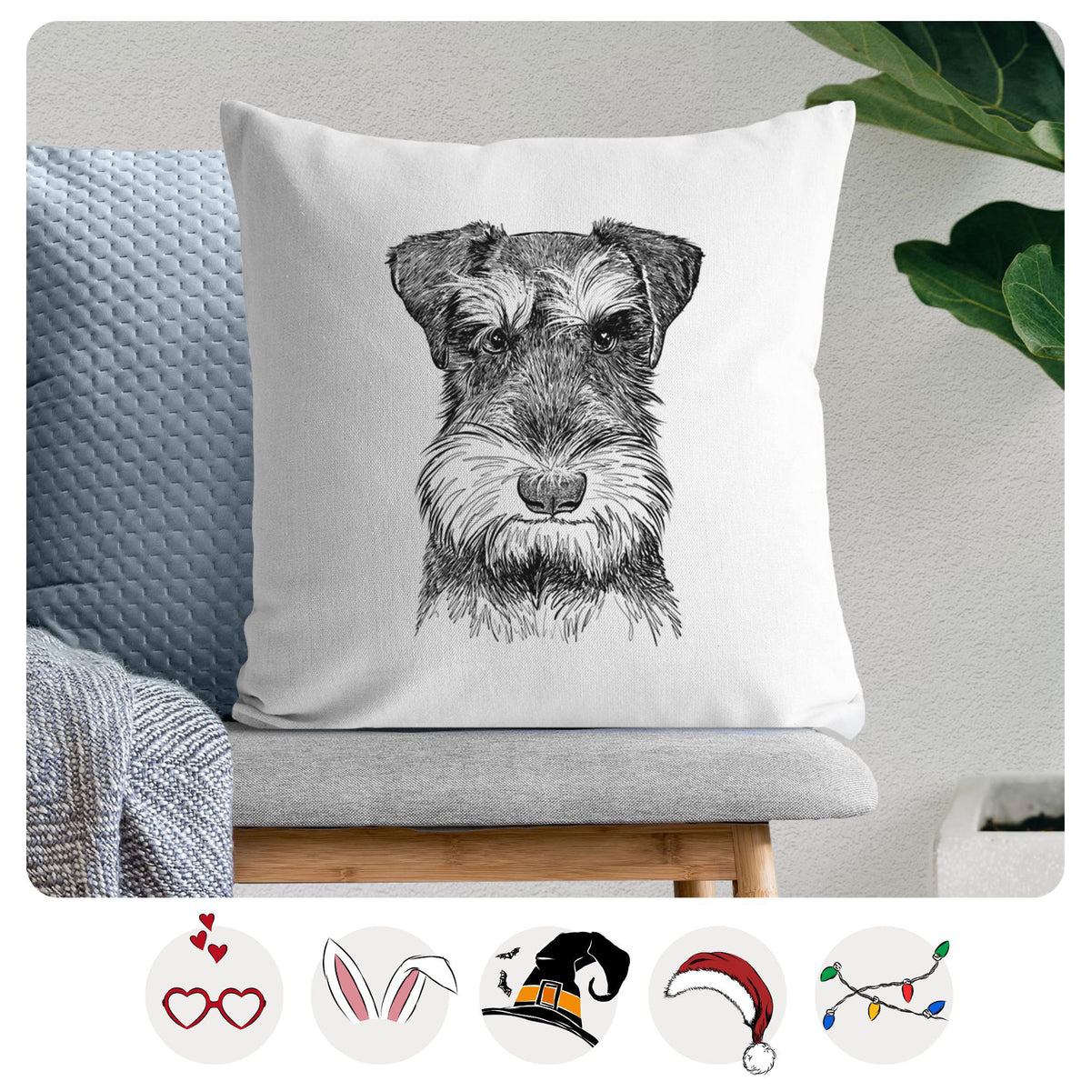 Murphy the Mini Schnauzer - Throw Pillow Cover