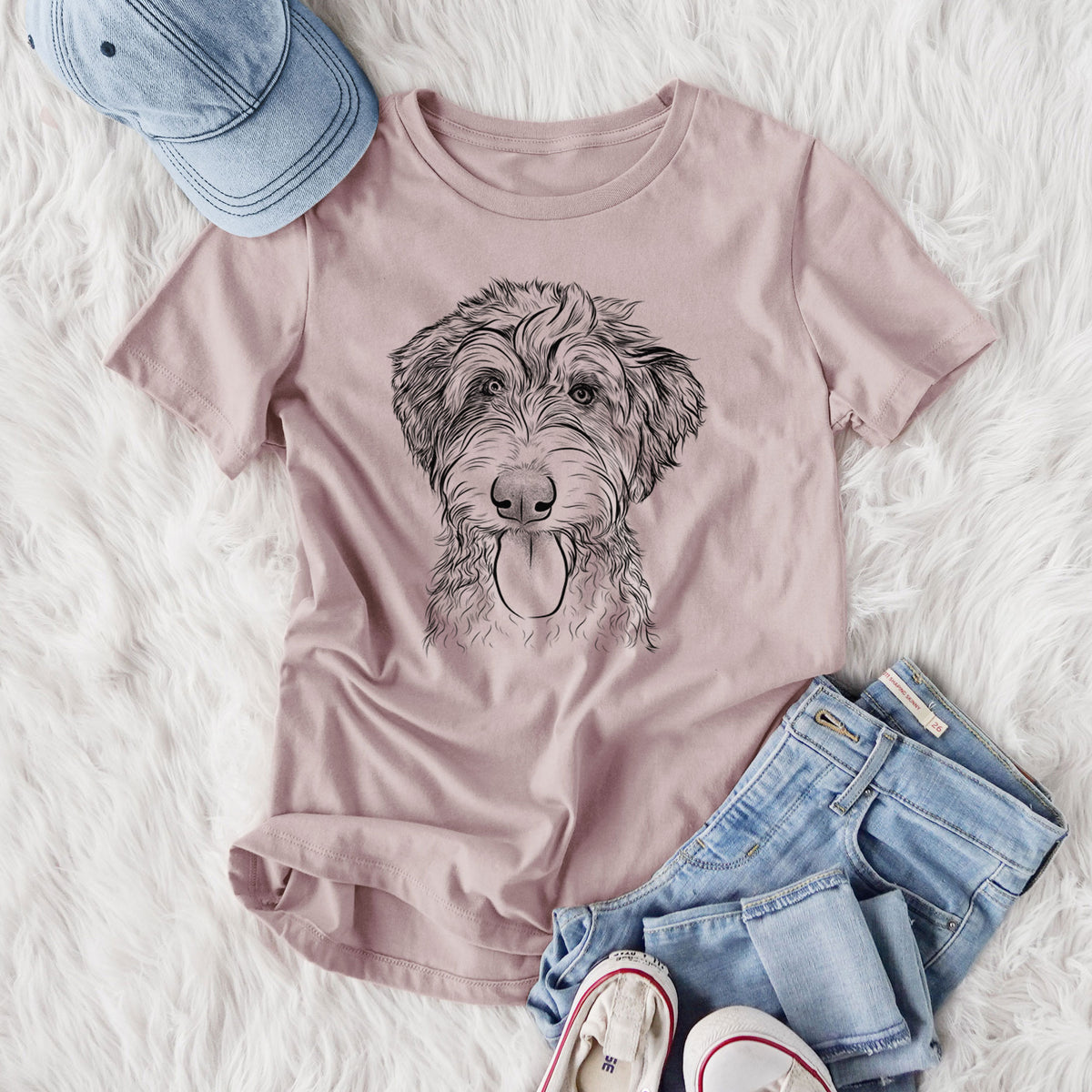 Bare Myrtle Mae the Aussiedoodle - Women's Lightweight Relaxed Fit 100% Cotton Crewneck