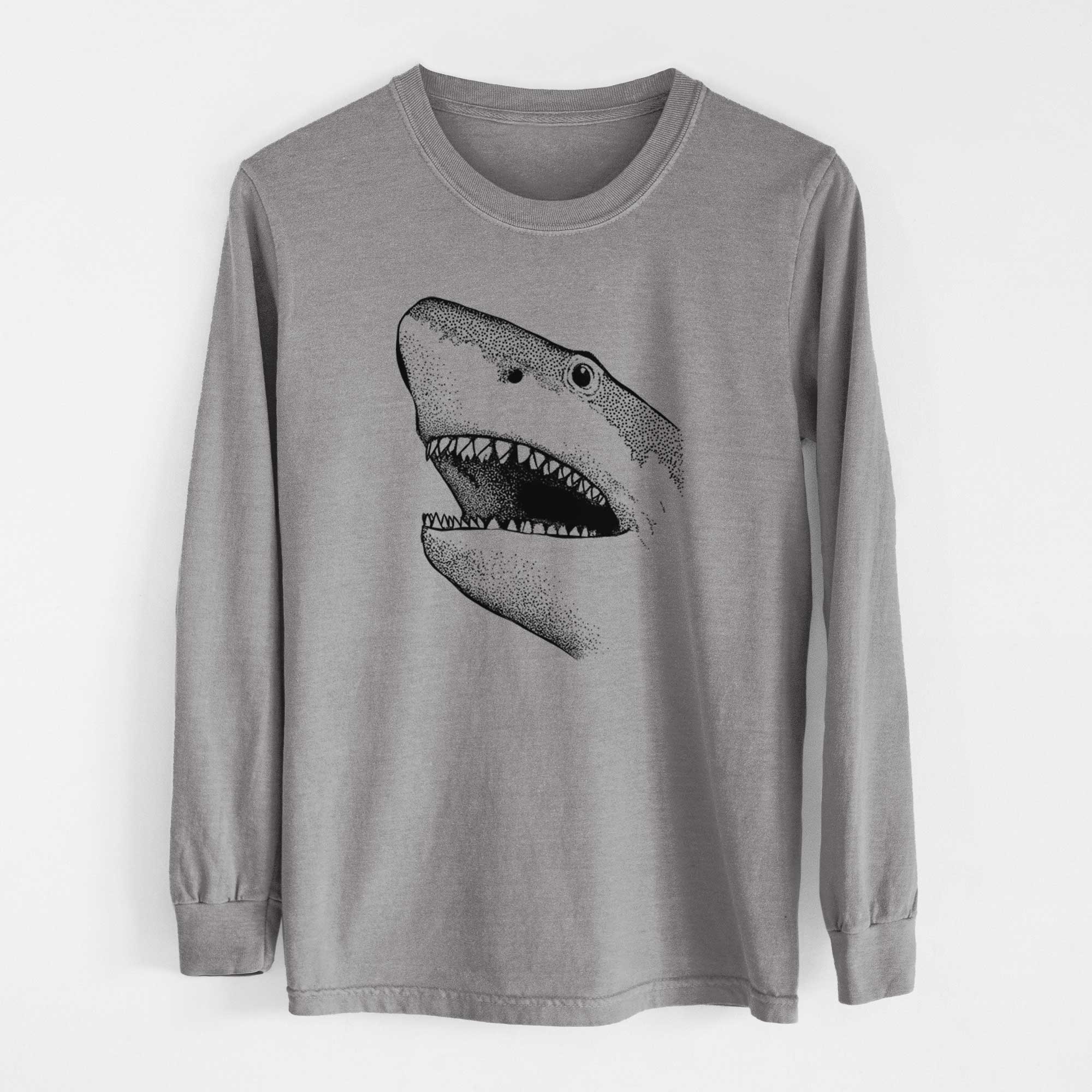 Bare Nado the Great White Shark - Men's Heavyweight 100% Cotton Long Sleeve