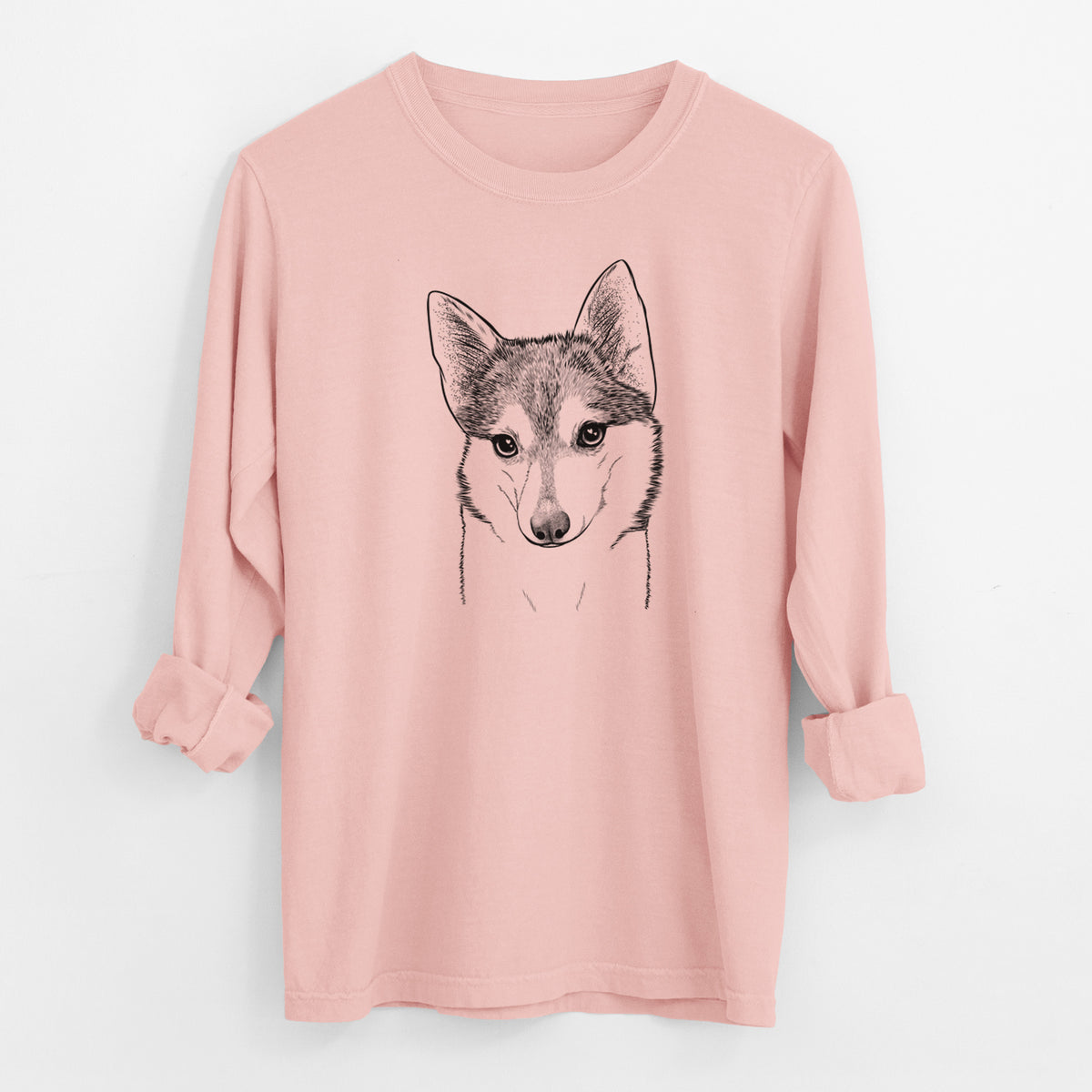 Bare Nami the Alaskan Klee Kai - Men's Heavyweight 100% Cotton Long Sleeve