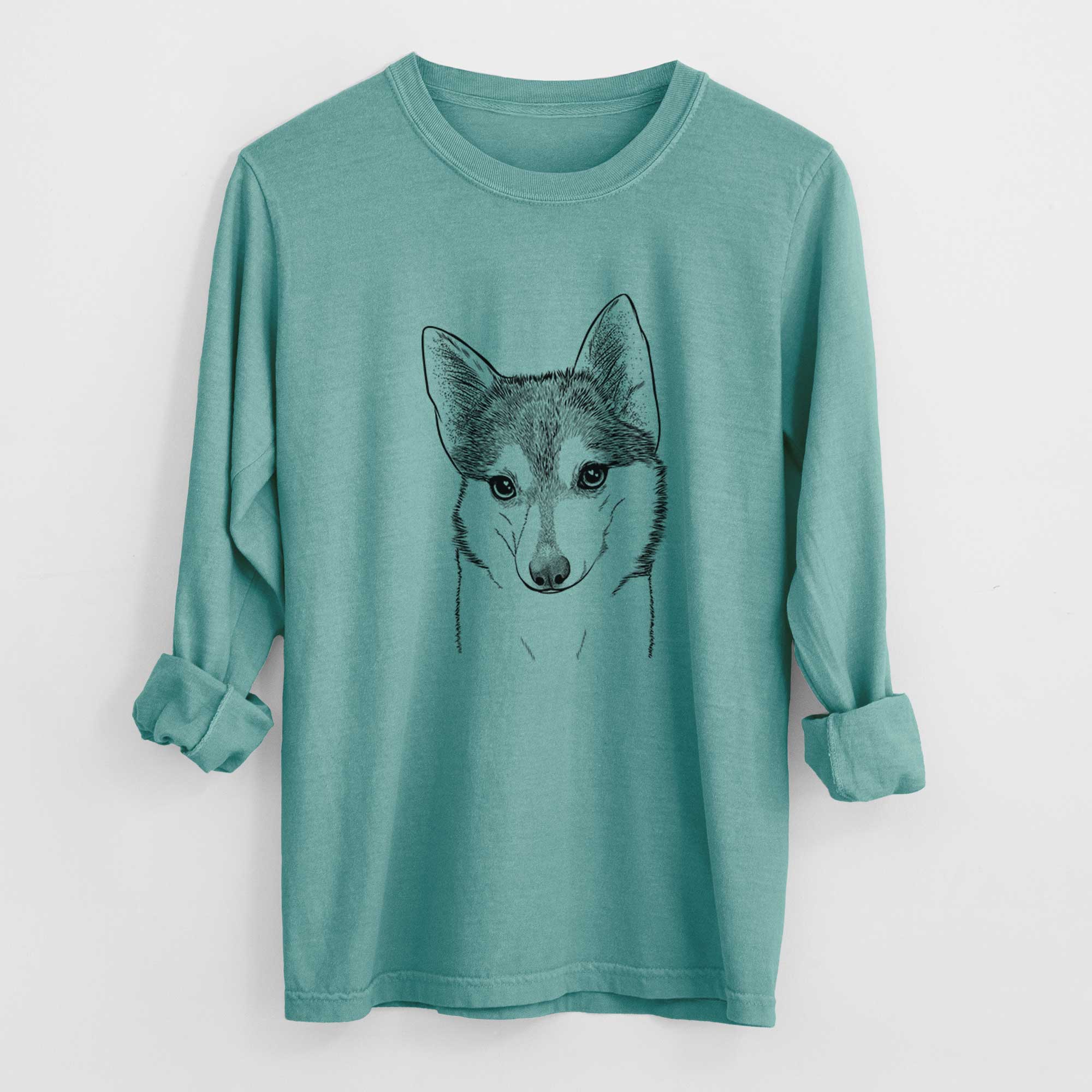 Bare Nami the Alaskan Klee Kai - Men's Heavyweight 100% Cotton Long Sleeve