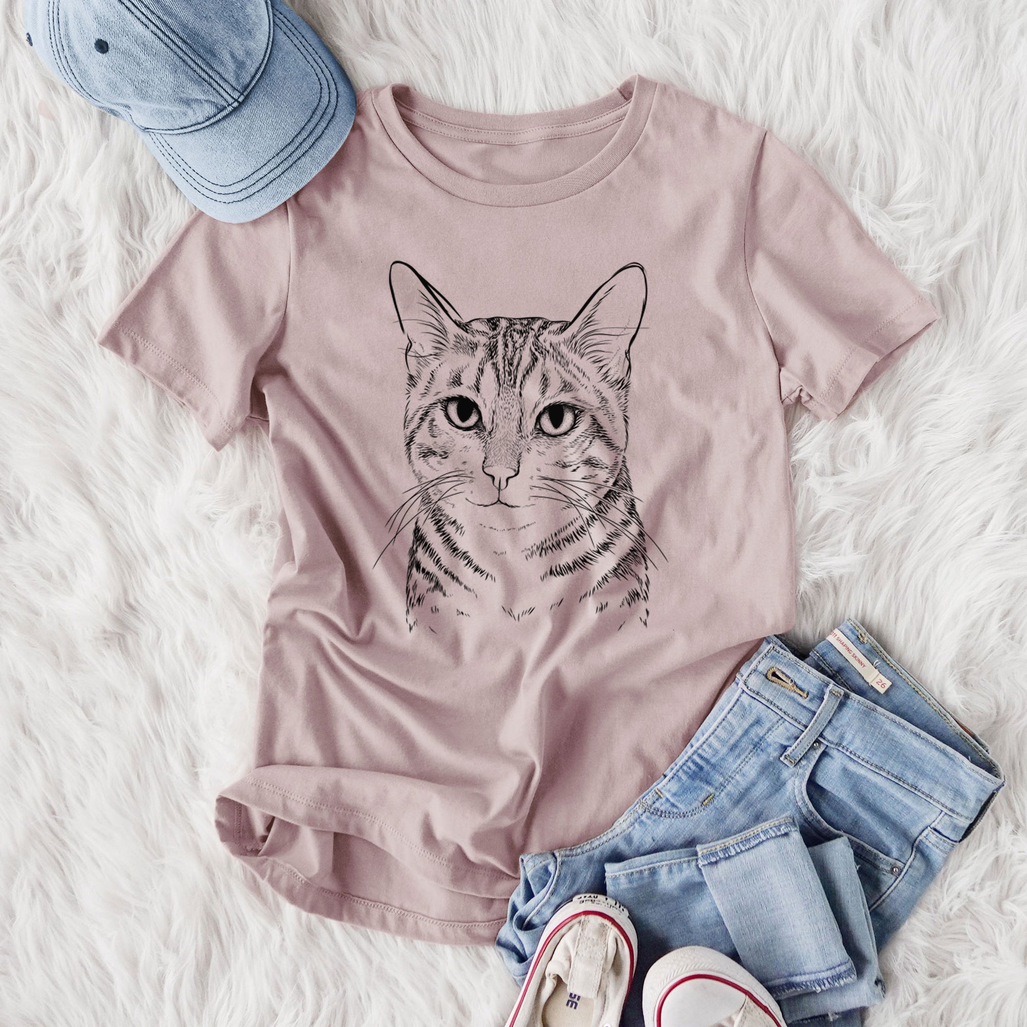 Bare Nell the Tabby Cat - Women's Lightweight Relaxed Fit 100% Cotton Crewneck