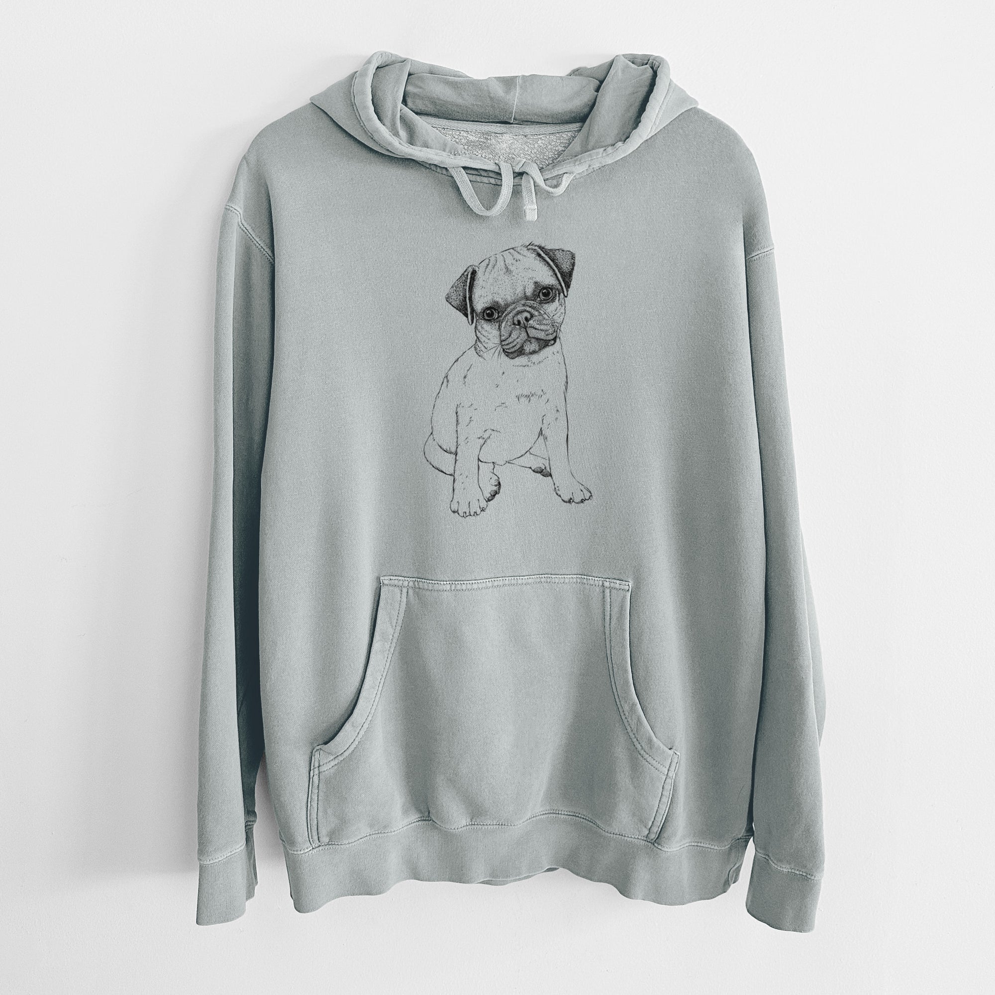 Bare Nelson the Pug Puppy - Unisex Pigment Dyed Hoodie