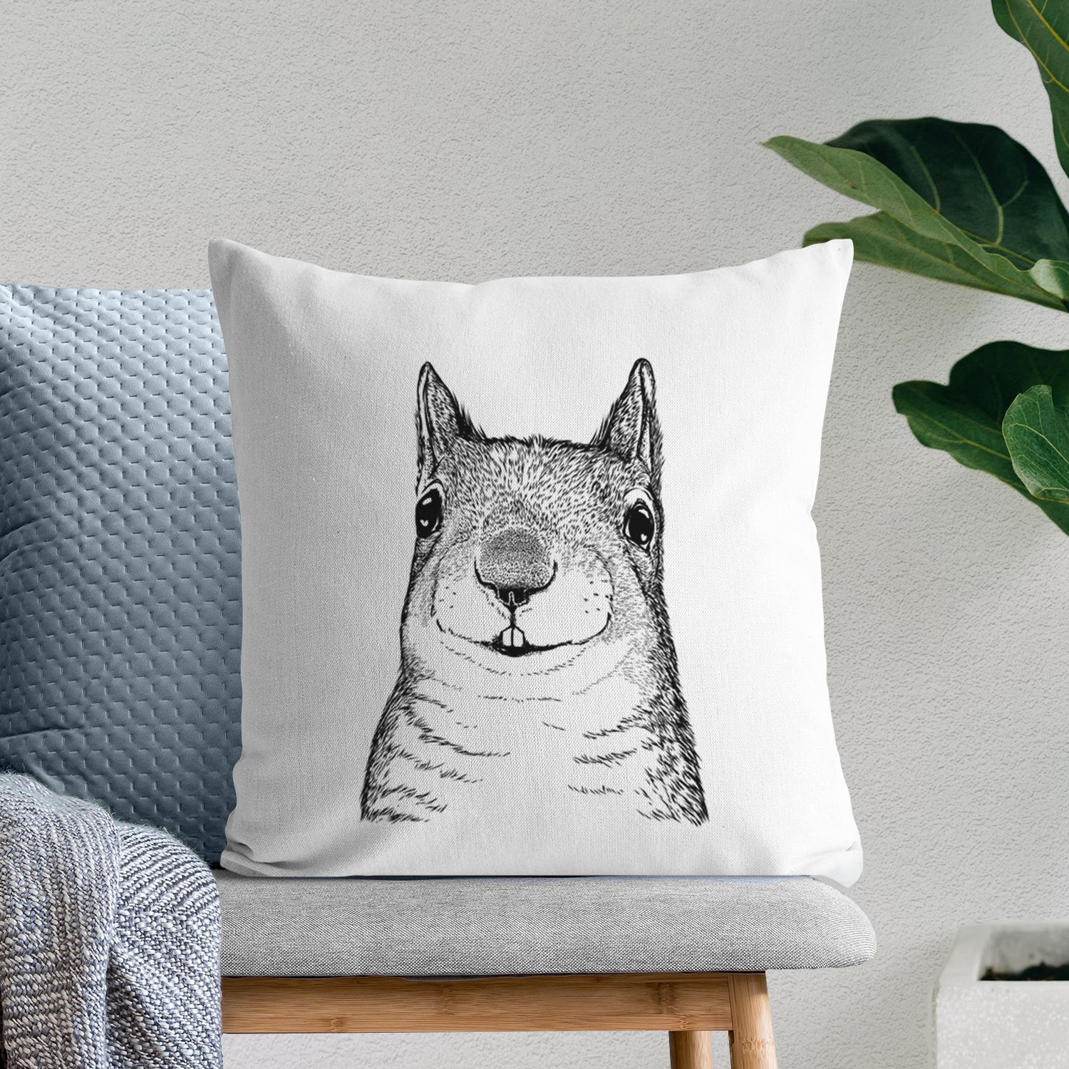 Nibbles the Squirrel - Throw Pillow Cover