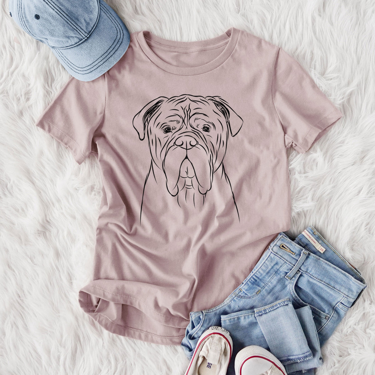 Bare Nolan the Bull Mastiff - Women's Lightweight Relaxed Fit 100% Cotton Crewneck