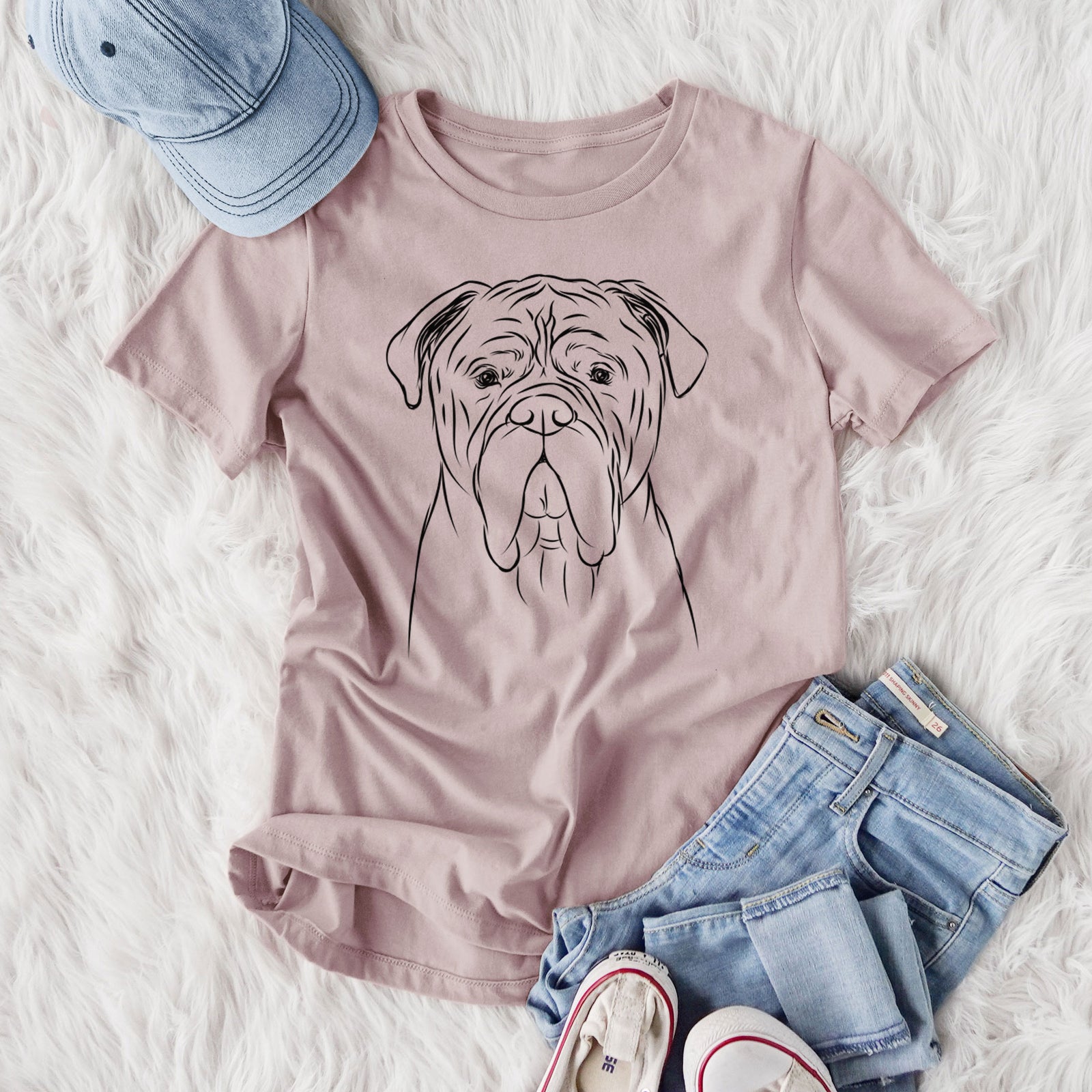 Bare Nolan the Bull Mastiff - Women's Lightweight Relaxed Fit 100% Cotton Crewneck