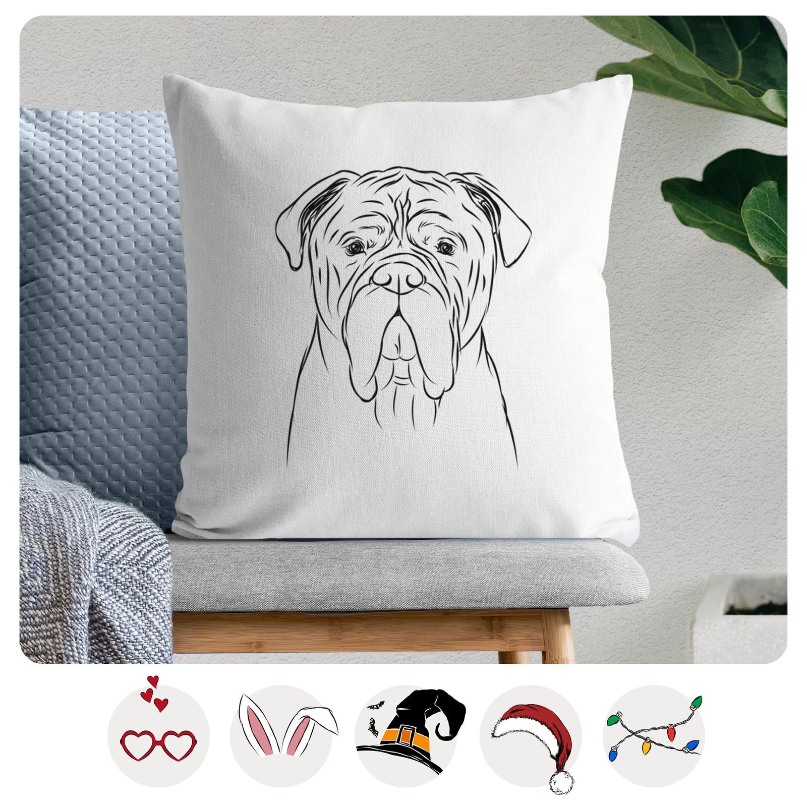 Nolan the Bull Mastiff - Throw Pillow Cover