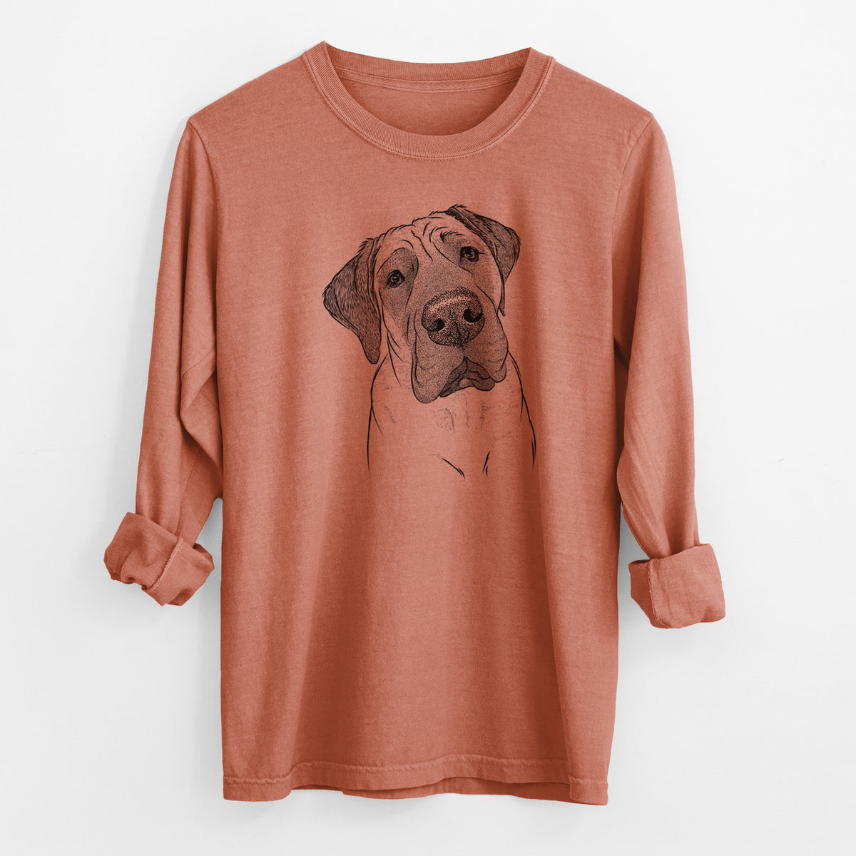 Bare Nutterbutter the English Mastiff - Men's Heavyweight 100% Cotton Long Sleeve