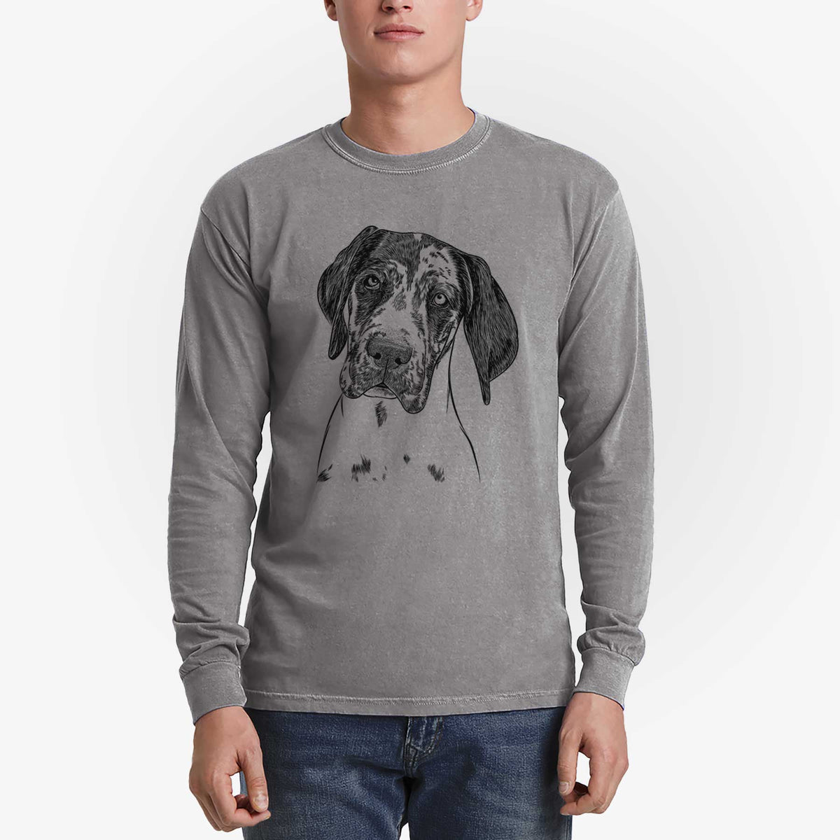 Bare Nyx the Great Dane - Men's Heavyweight 100% Cotton Long Sleeve