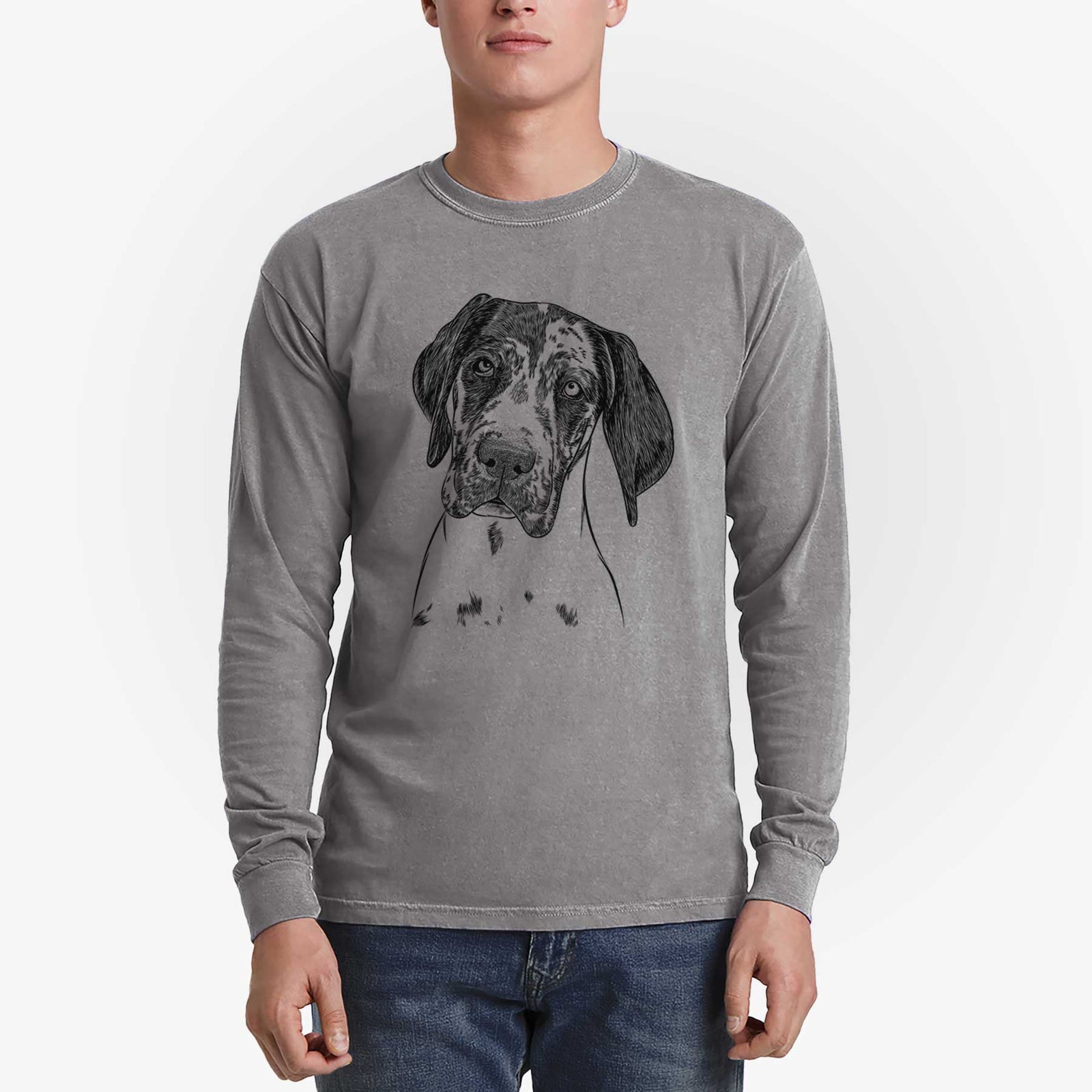 Bare Nyx the Great Dane - Men's Heavyweight 100% Cotton Long Sleeve