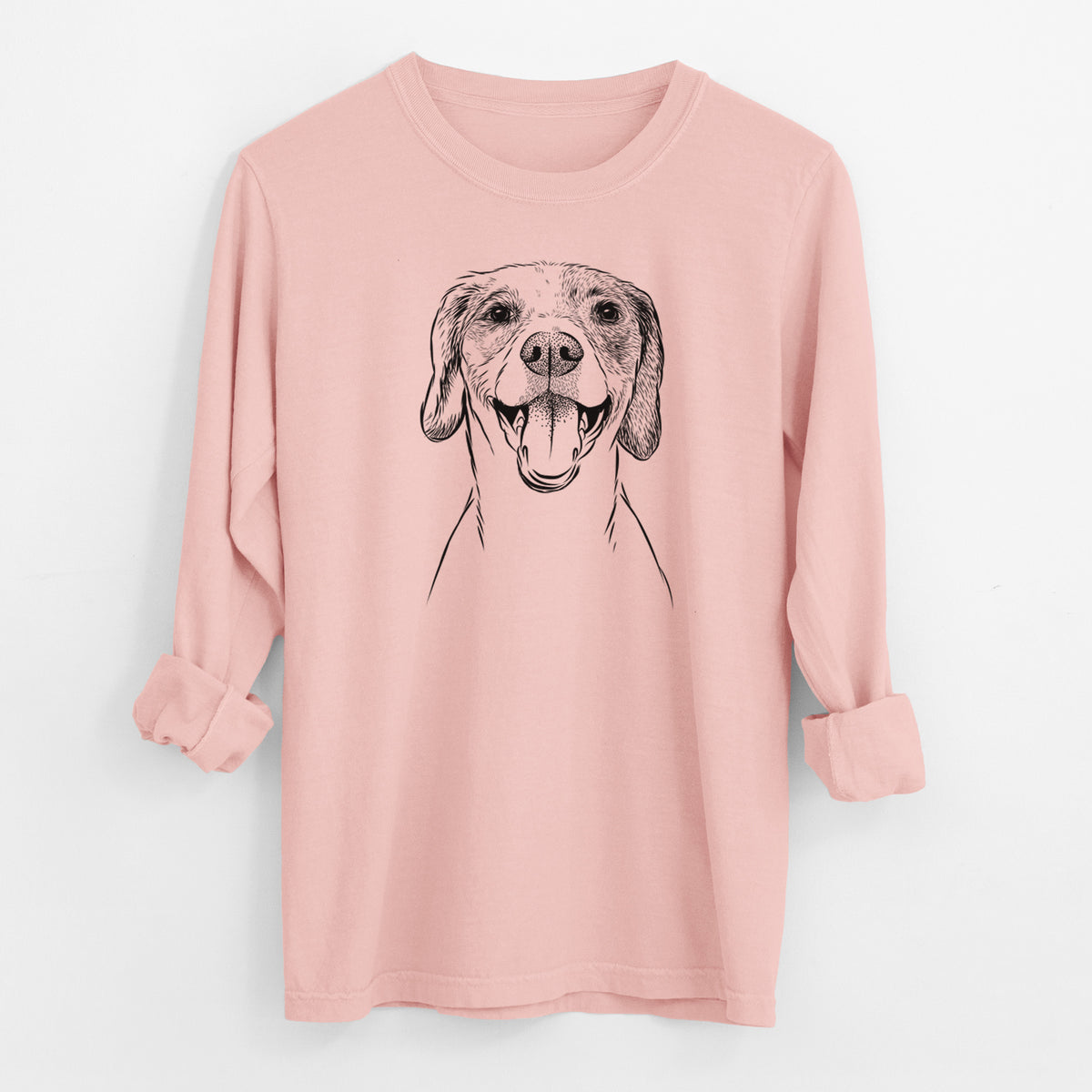 Bare Obi the Beagle Mix - Men's Heavyweight 100% Cotton Long Sleeve
