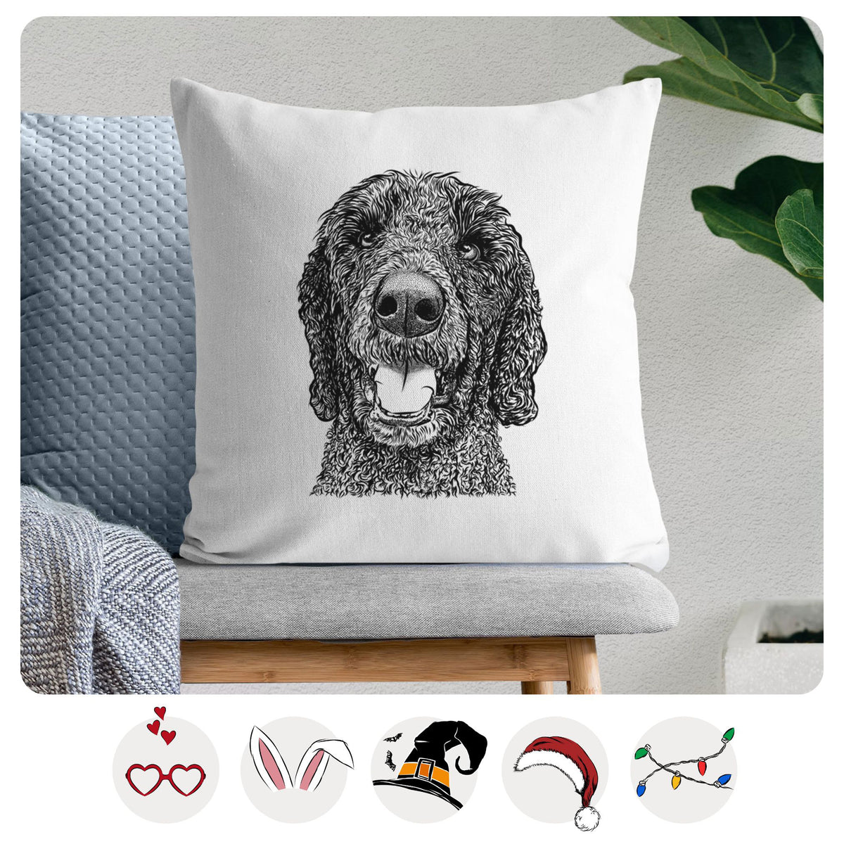 Obi James the Goldendoodle - Throw Pillow Cover