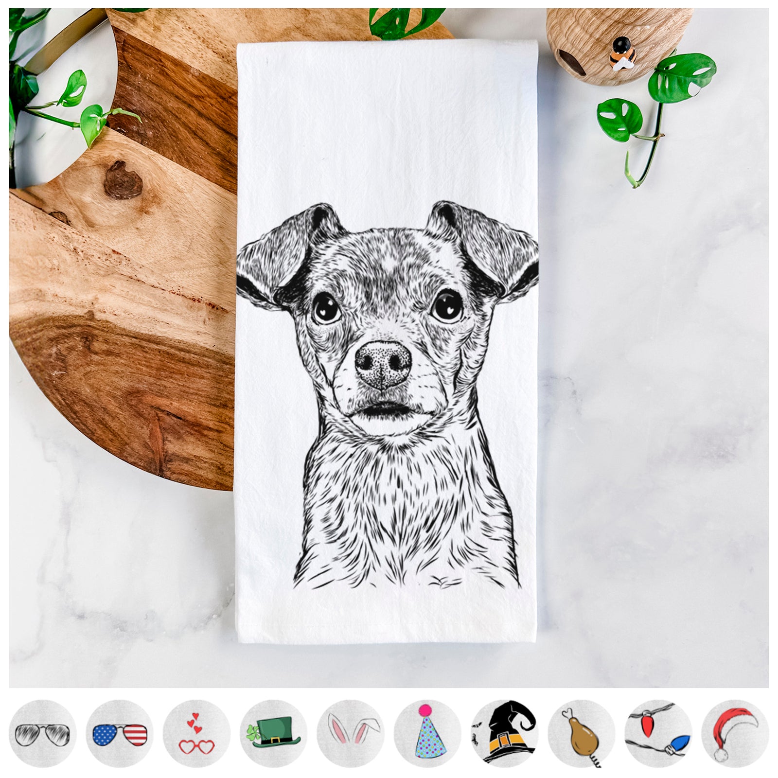 Olive the Mixed Breed Tea Towel