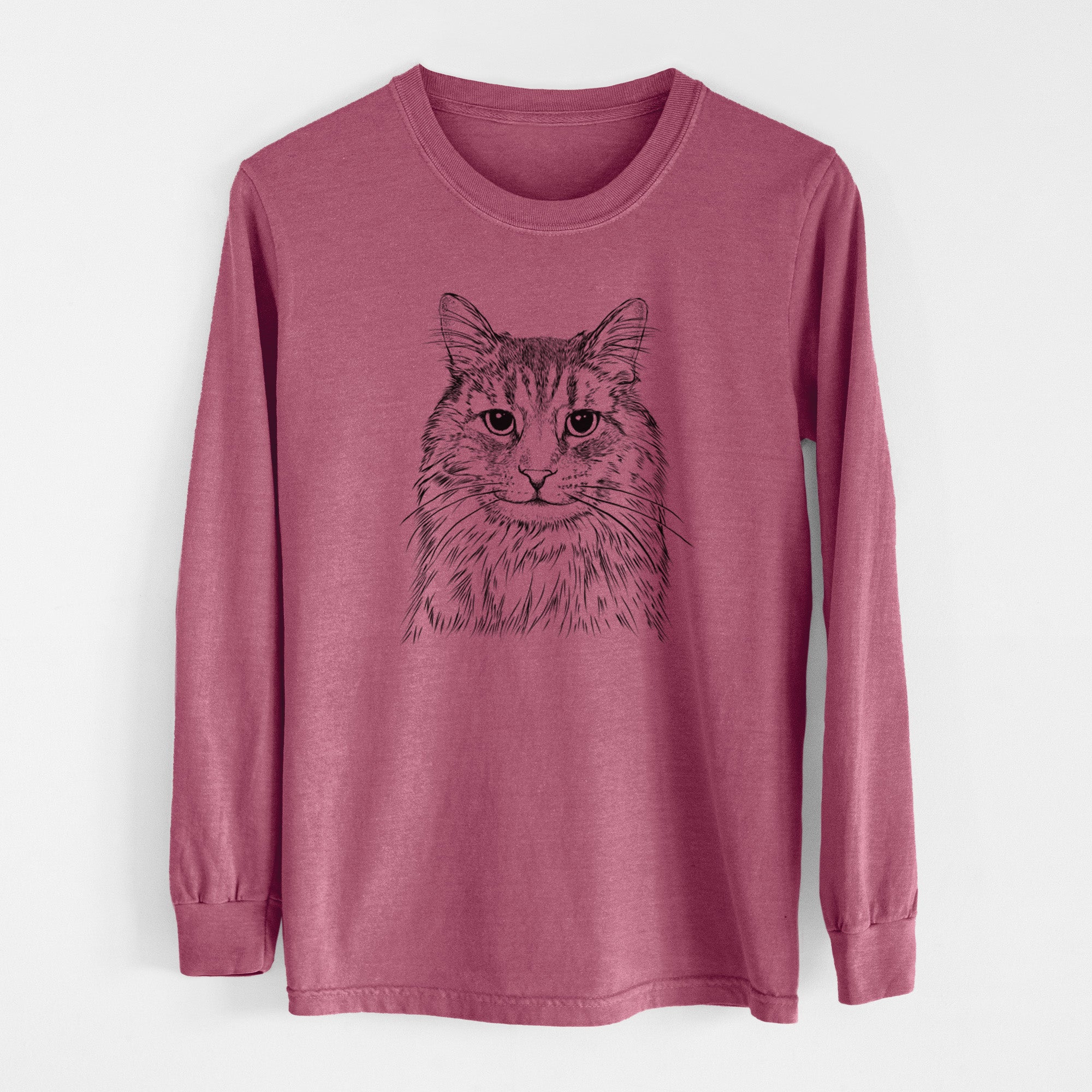 Bare Oliver Fluff the Maine Coon Mix Cat - Men's Heavyweight 100% Cotton Long Sleeve