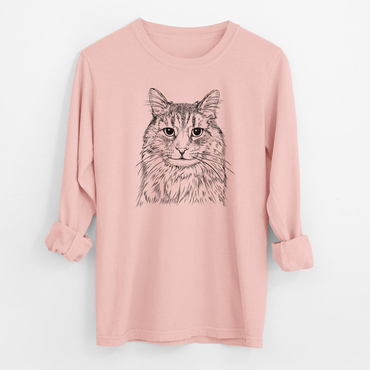 Bare Oliver Fluff the Maine Coon Mix Cat - Men's Heavyweight 100% Cotton Long Sleeve