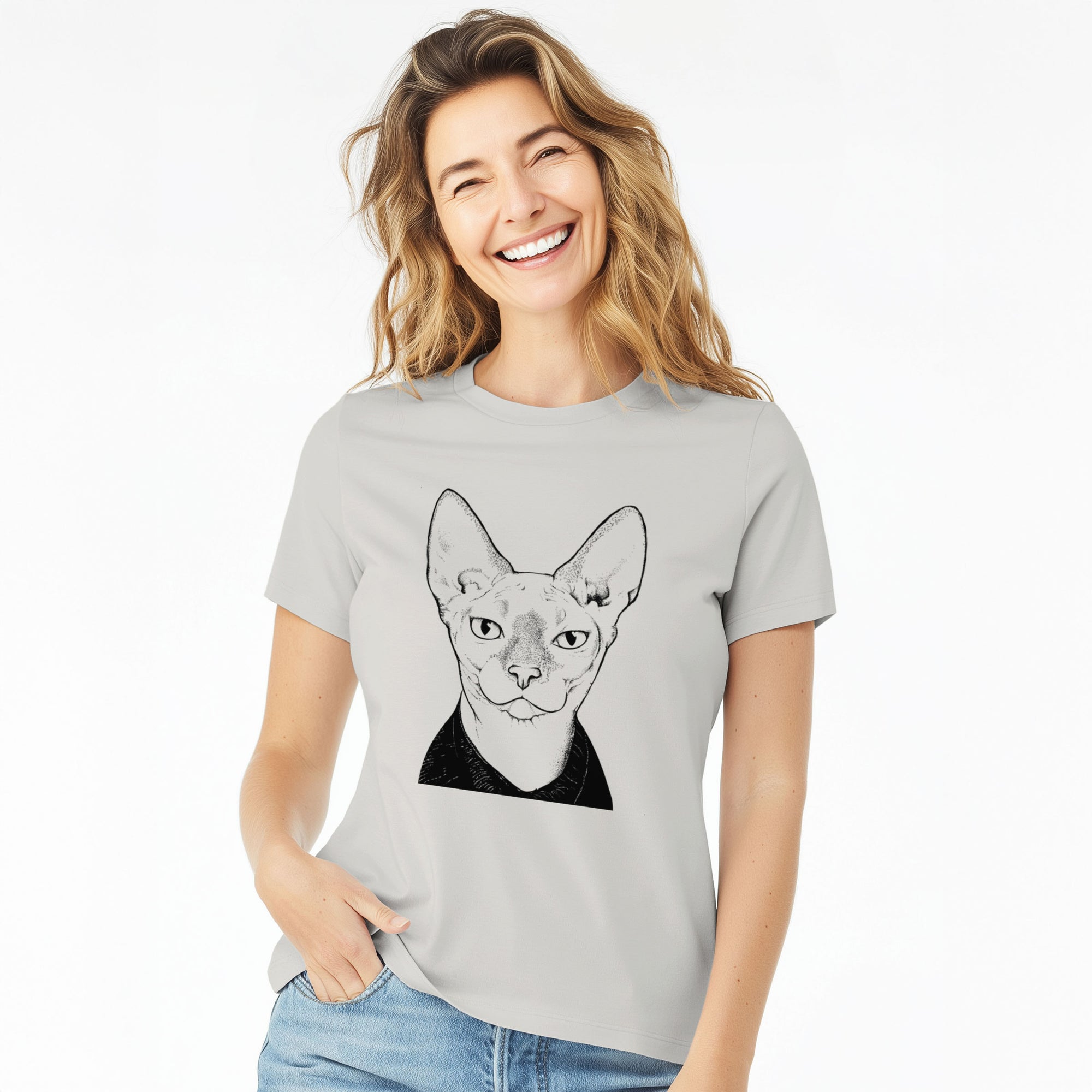 Bare Oliver Watson the Sphynx Cat - Women's Lightweight Relaxed Fit 100% Cotton Crewneck