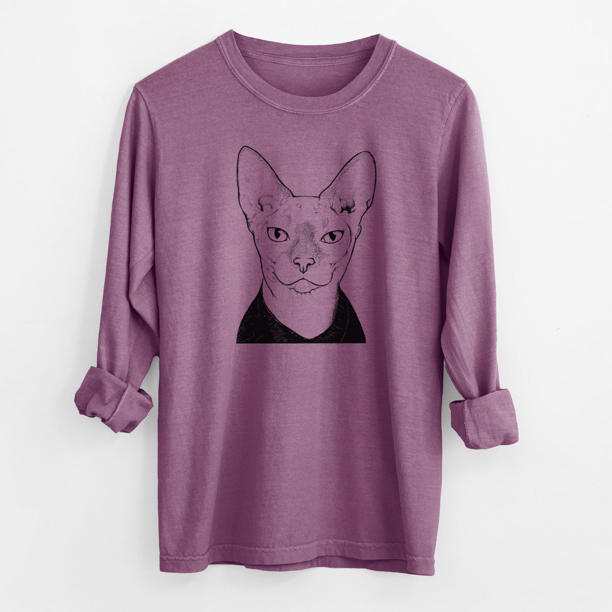 Bare Oliver Watson the Sphynx Cat - Men's Heavyweight 100% Cotton Long Sleeve