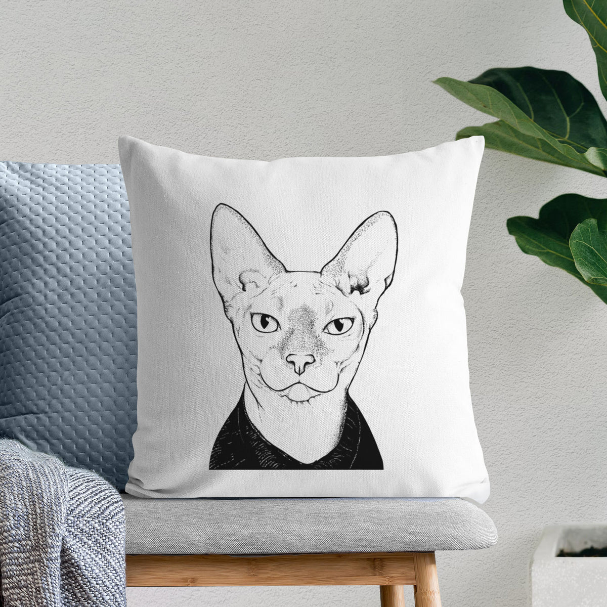 Oliver Watson the Sphynx Cat - Throw Pillow Cover