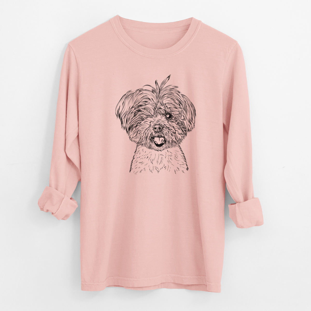 Bare Oliver the Yorkie Mix - Men's Heavyweight 100% Cotton Long Sleeve