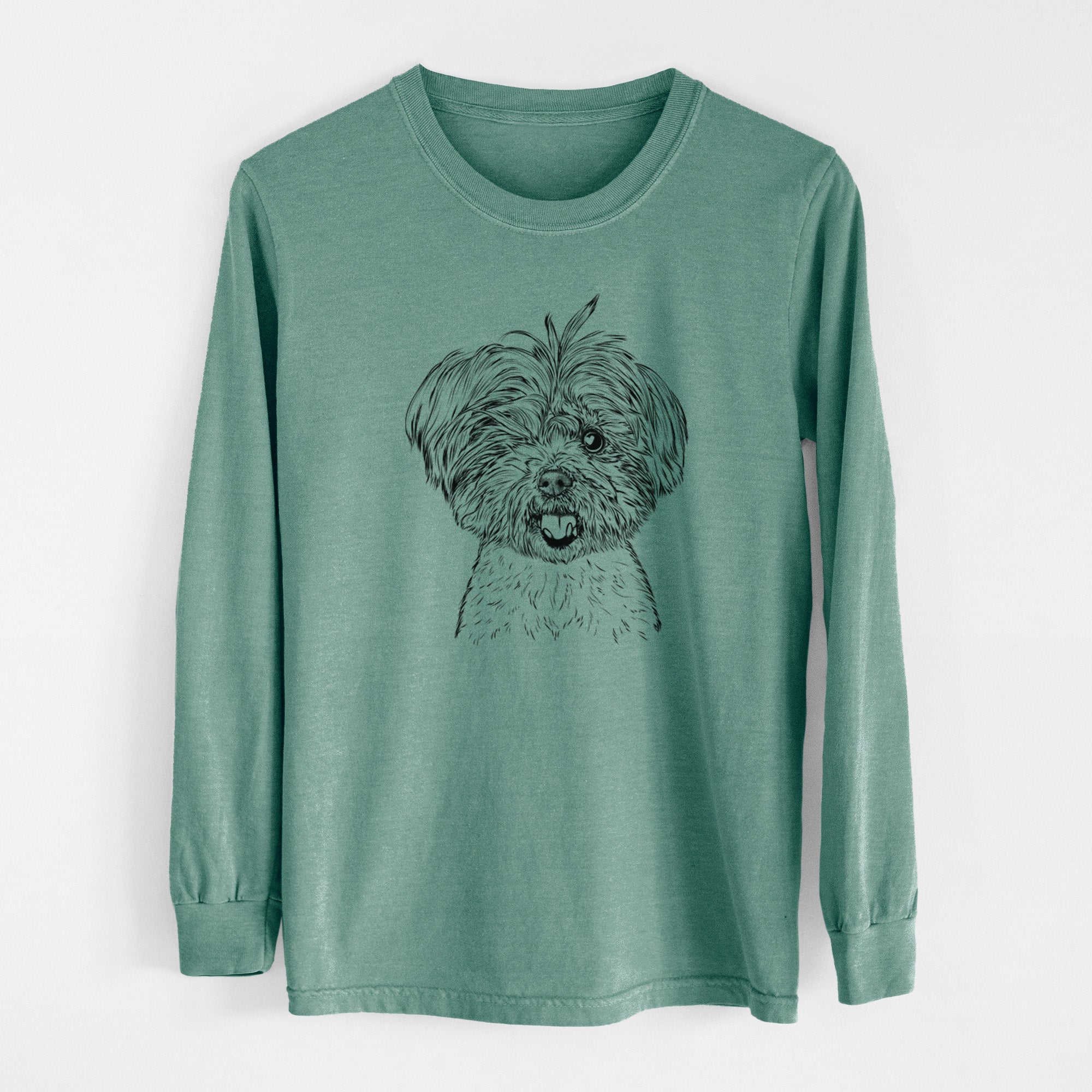 Bare Oliver the Yorkie Mix - Men's Heavyweight 100% Cotton Long Sleeve