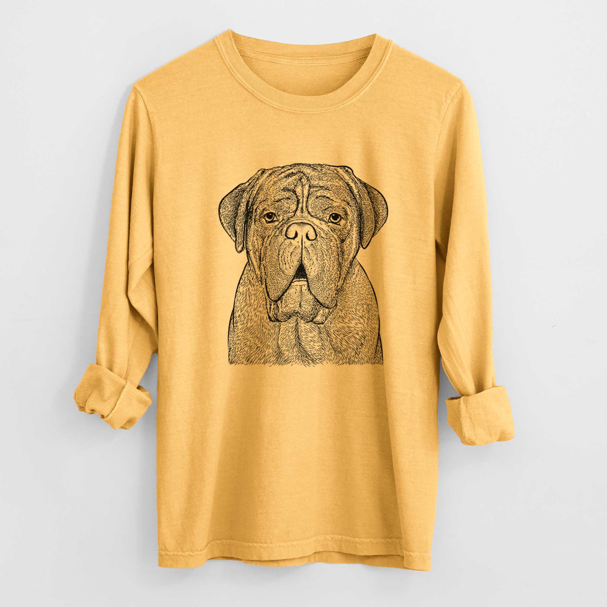 Bare Optimus the Dogue de Bordeaux - Men's Heavyweight 100% Cotton Long Sleeve