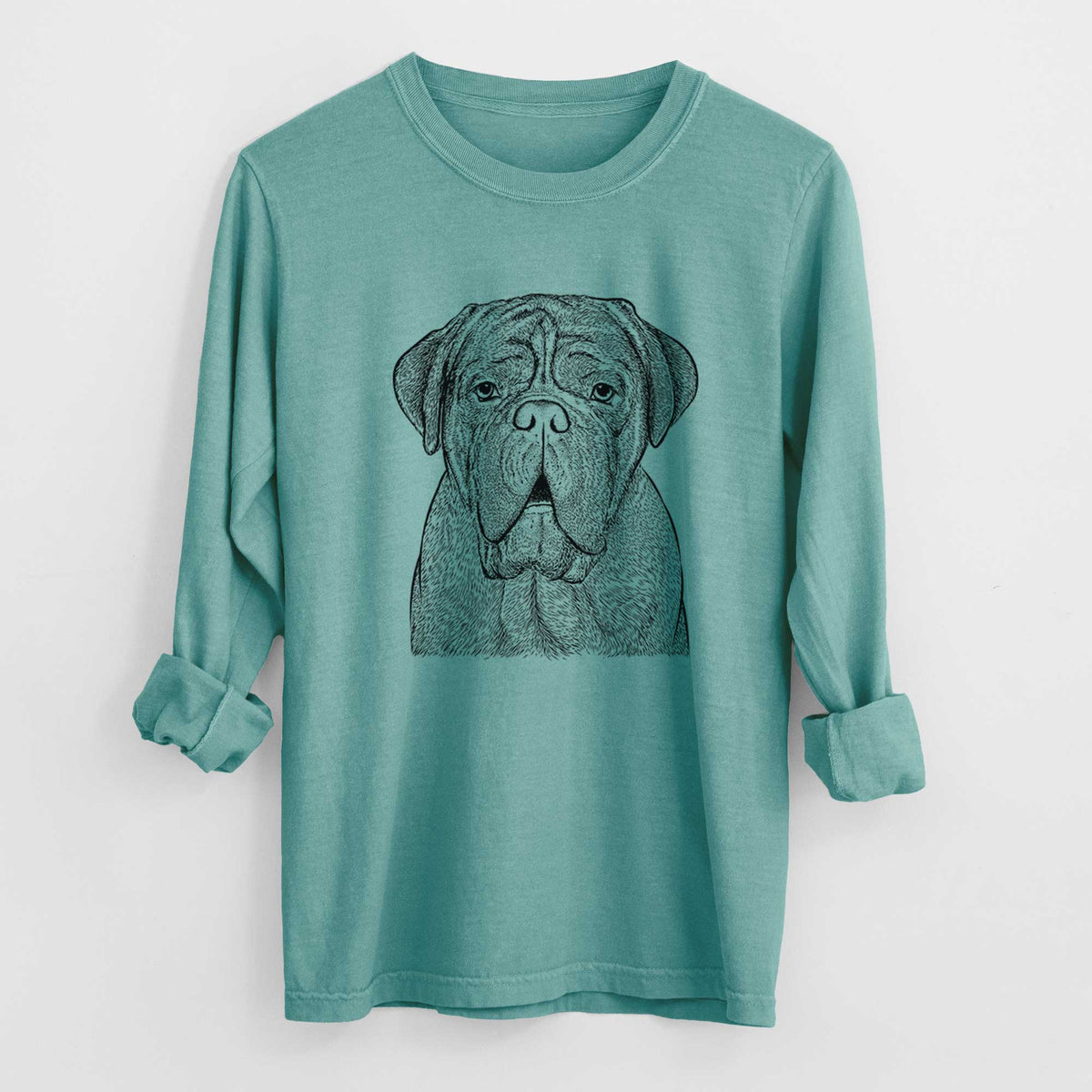 Bare Optimus the Dogue de Bordeaux - Men&#39;s Heavyweight 100% Cotton Long Sleeve