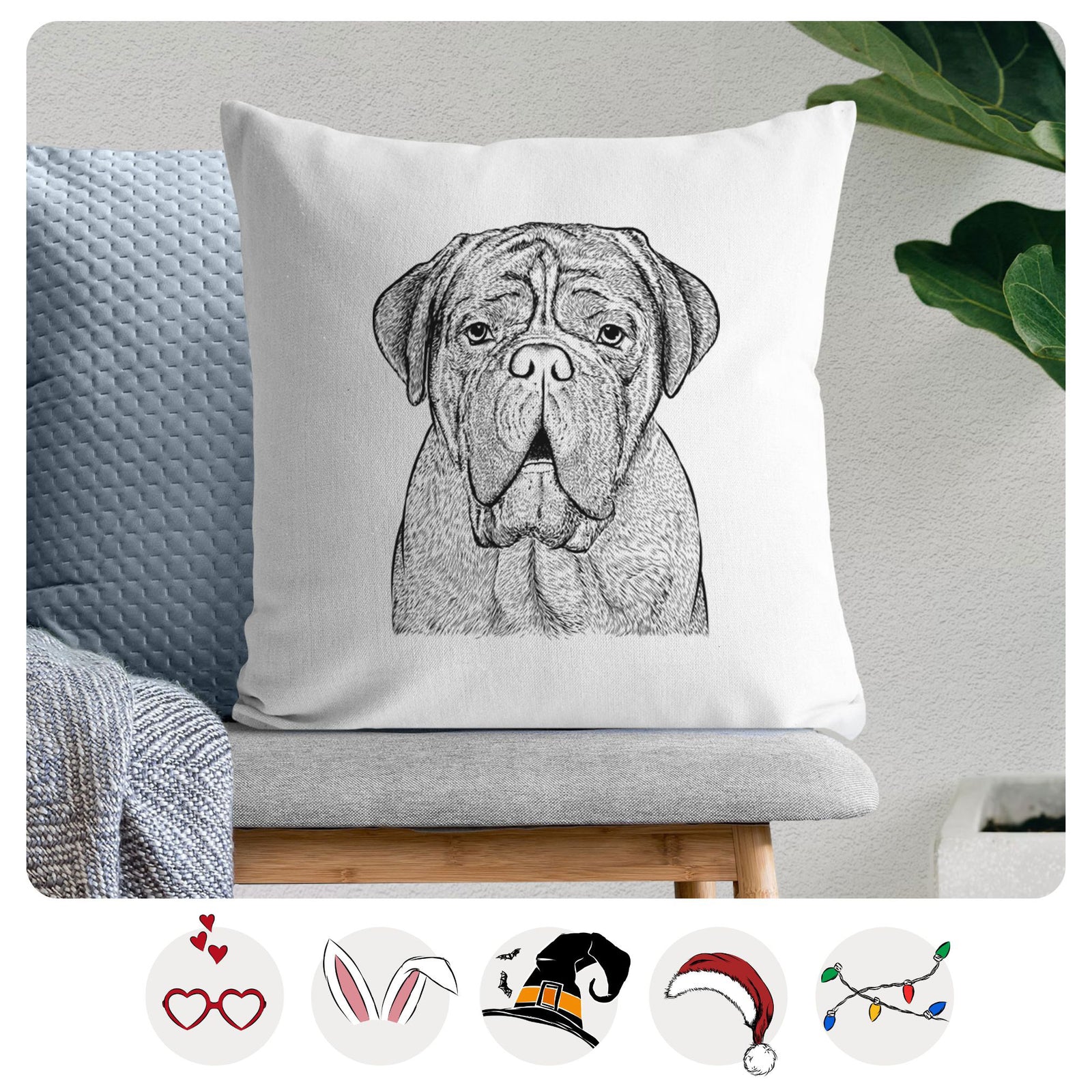 Optimus the Dogue de Bordeaux - Throw Pillow Cover
