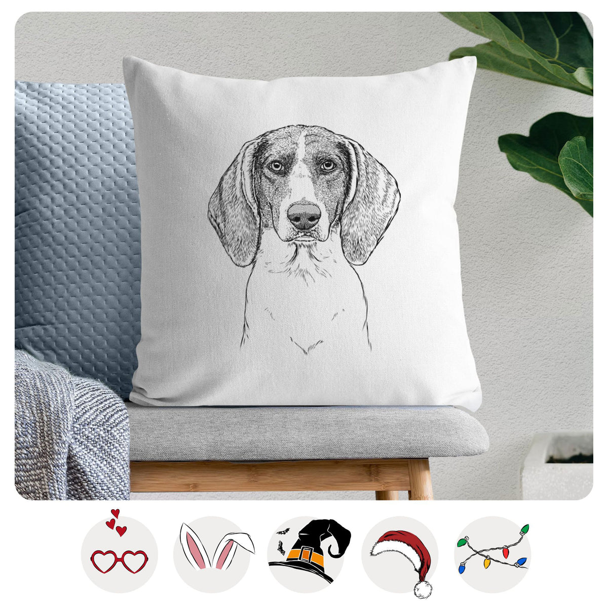 Orin the Treeing Walker Coonhound - Throw Pillow Cover