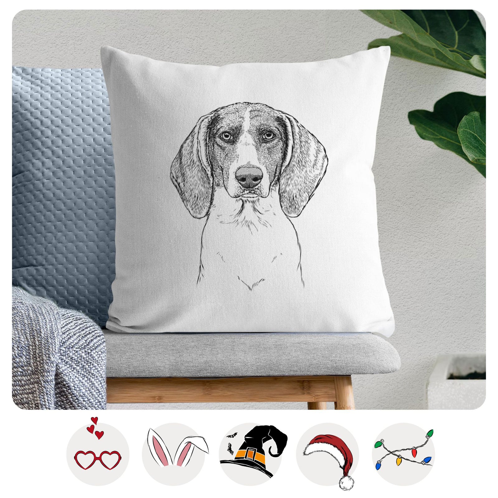 Orin the Treeing Walker Coonhound - Throw Pillow Cover
