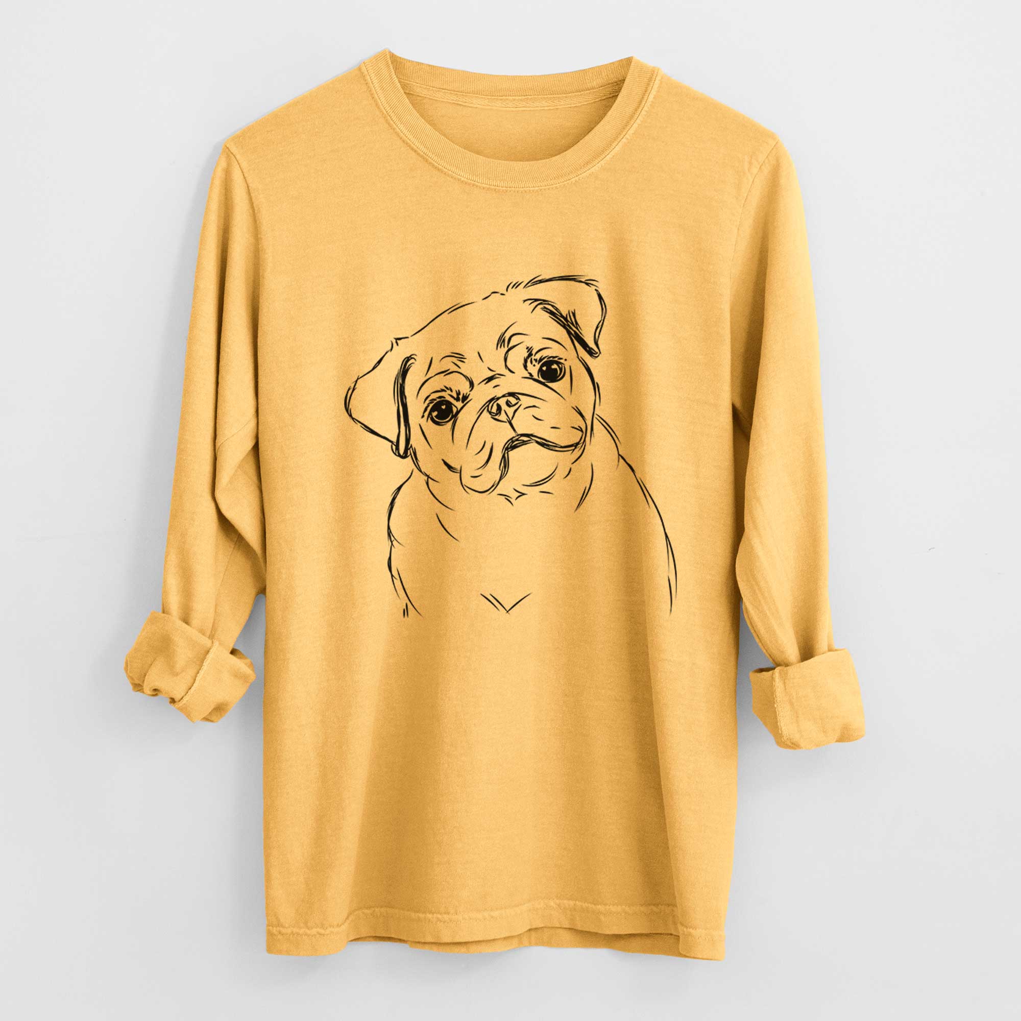 Bare Otis the Pug - Men's Heavyweight 100% Cotton Long Sleeve