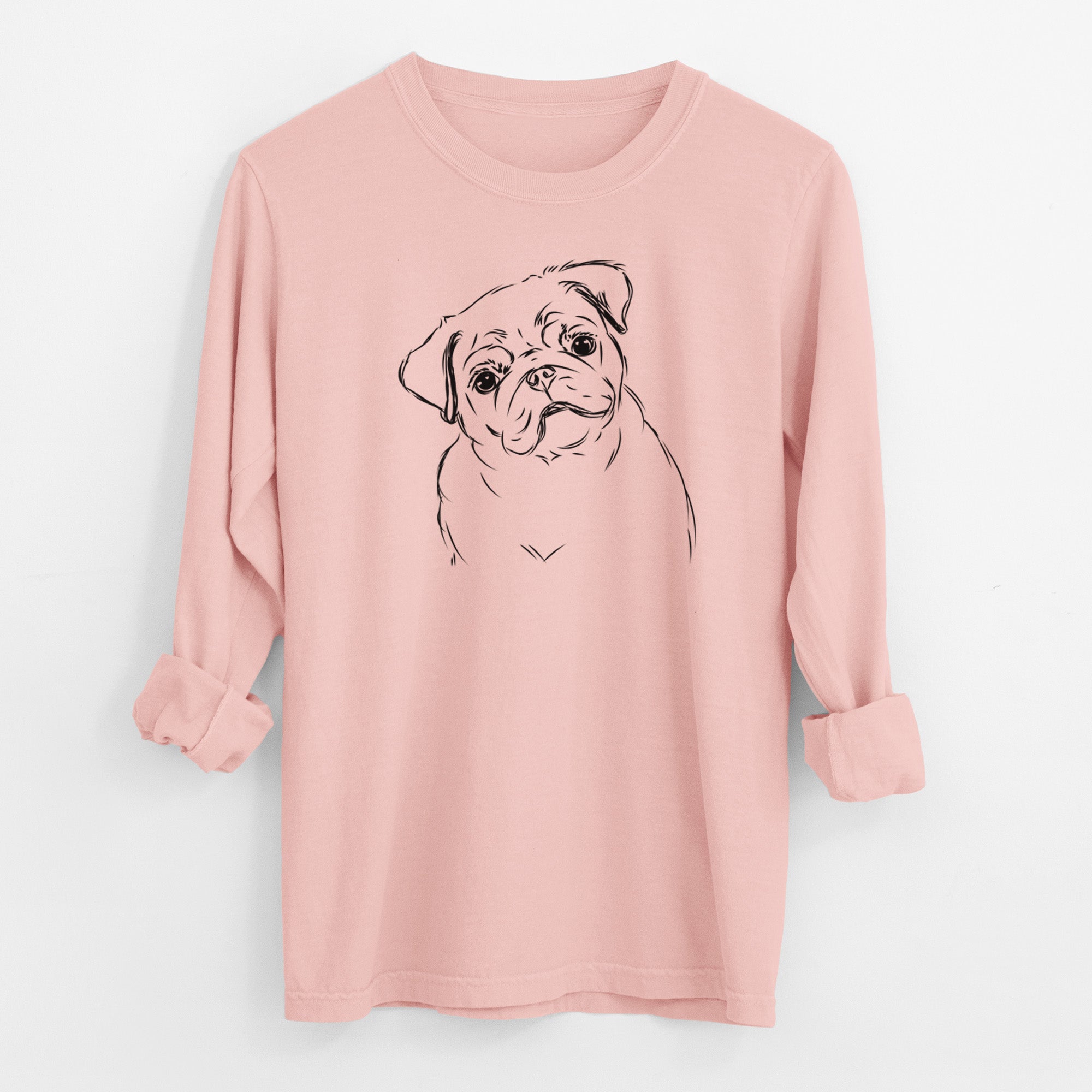 Bare Otis the Pug - Men's Heavyweight 100% Cotton Long Sleeve