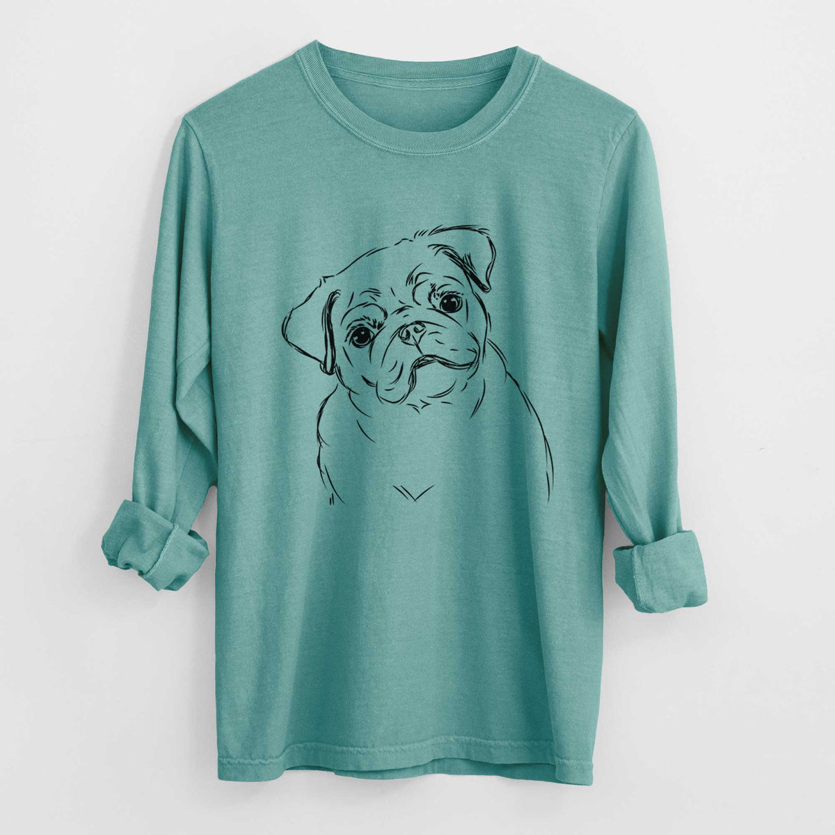 Bare Otis the Pug - Men&#39;s Heavyweight 100% Cotton Long Sleeve