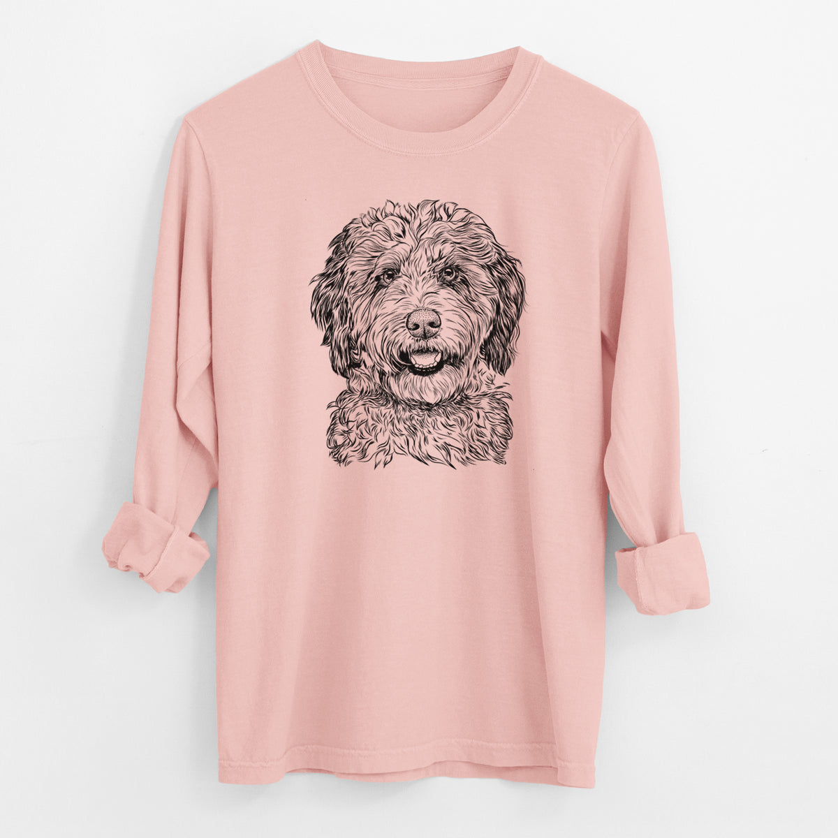 Bare Palmer the Aussiedoodle - Men's Heavyweight 100% Cotton Long Sleeve