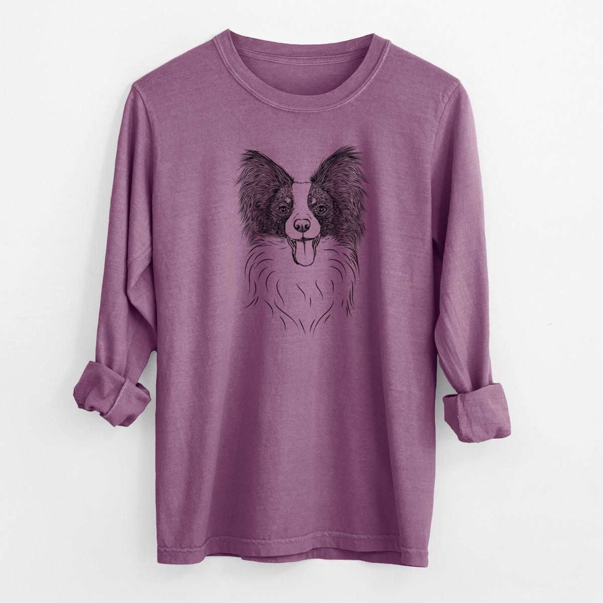Bare Patrick the Papillon - Men's Heavyweight 100% Cotton Long Sleeve