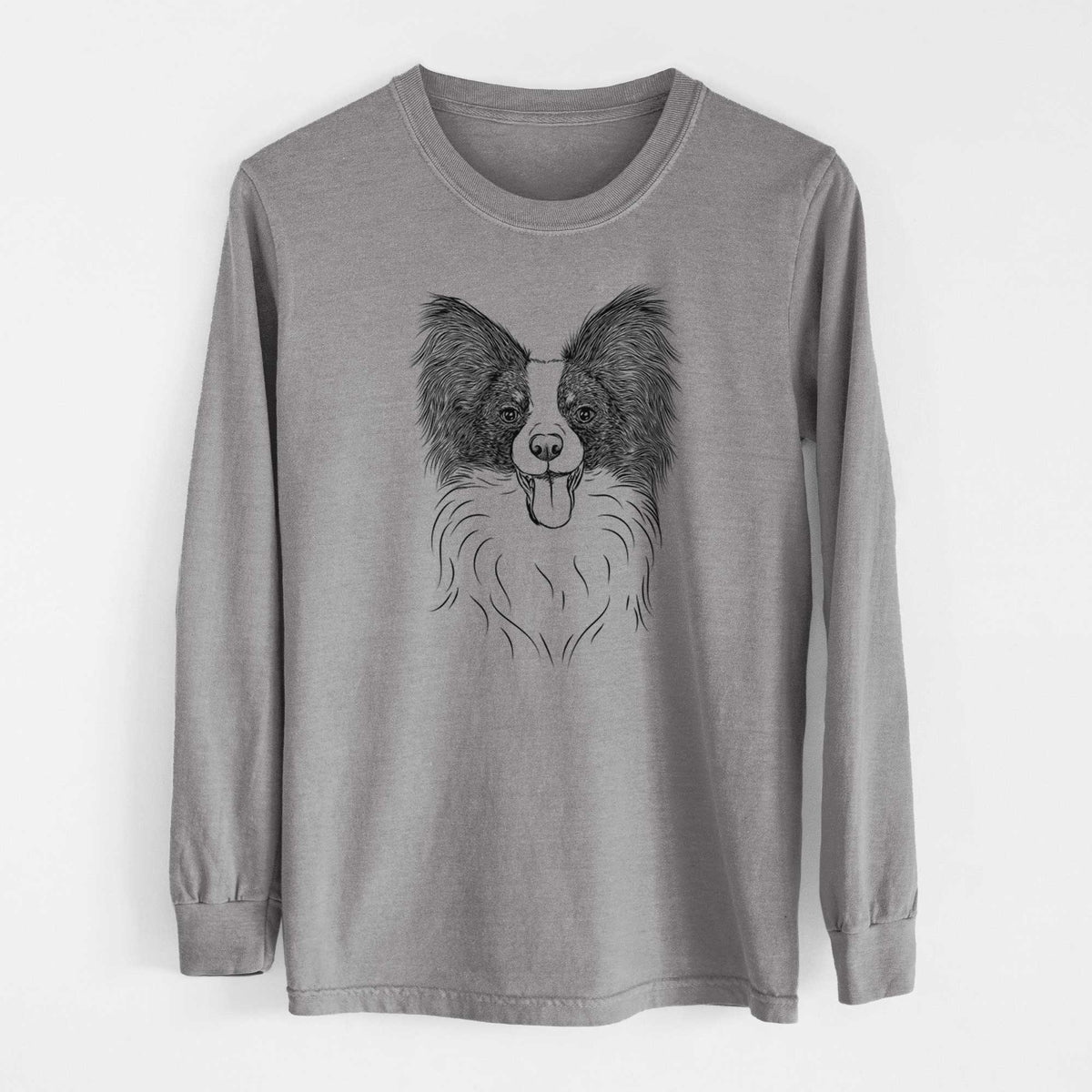 Bare Patrick the Papillon - Men's Heavyweight 100% Cotton Long Sleeve