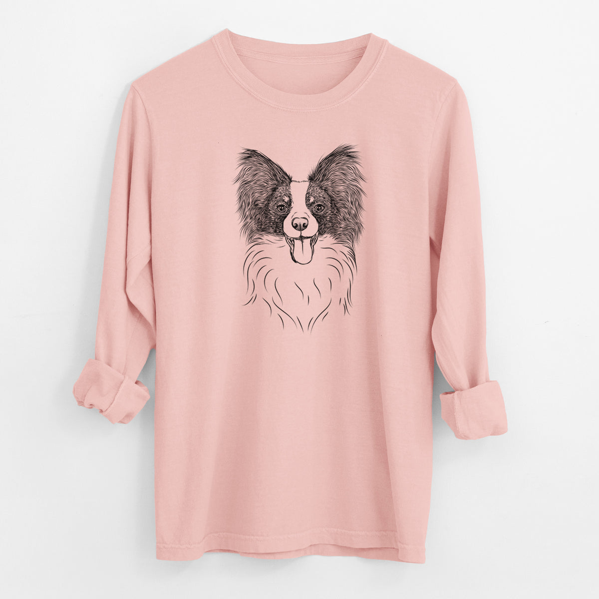 Bare Patrick the Papillon - Men's Heavyweight 100% Cotton Long Sleeve