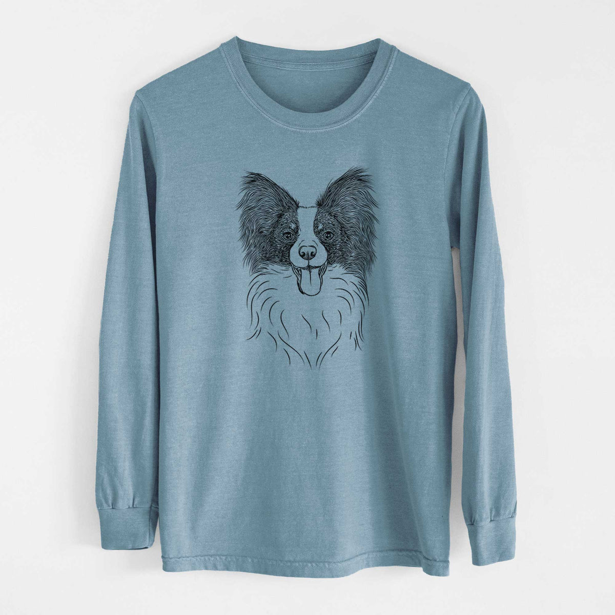 Bare Patrick the Papillon - Men's Heavyweight 100% Cotton Long Sleeve