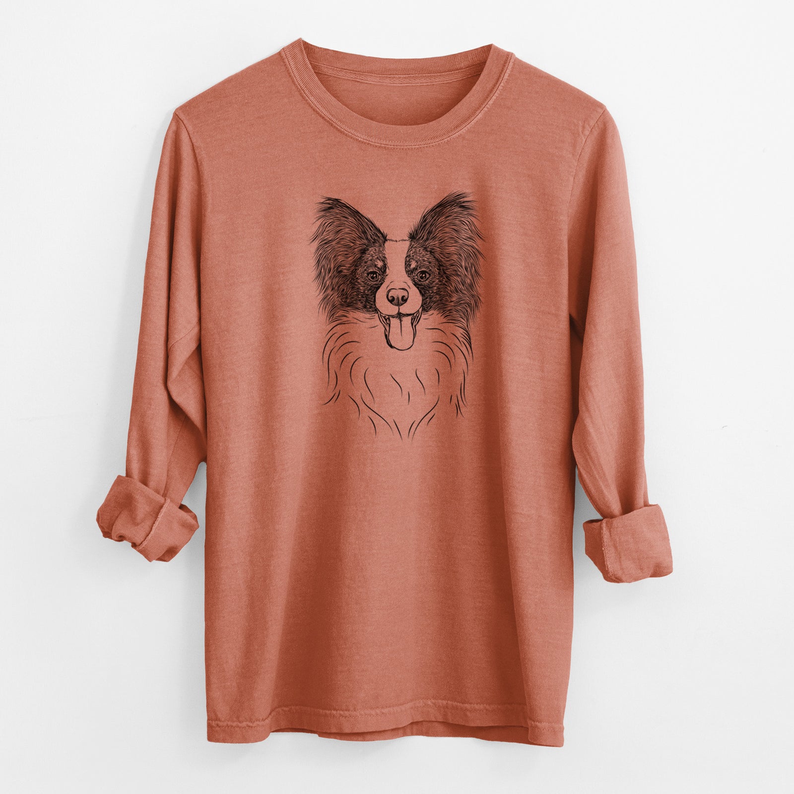 Bare Patrick the Papillon - Men's Heavyweight 100% Cotton Long Sleeve