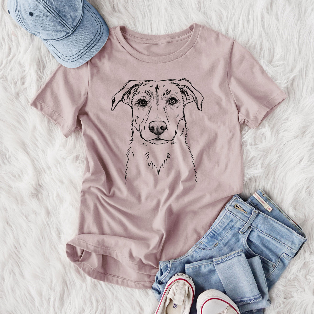 Bare Peanut the Lab Mix - Women's Lightweight Relaxed Fit 100% Cotton Crewneck