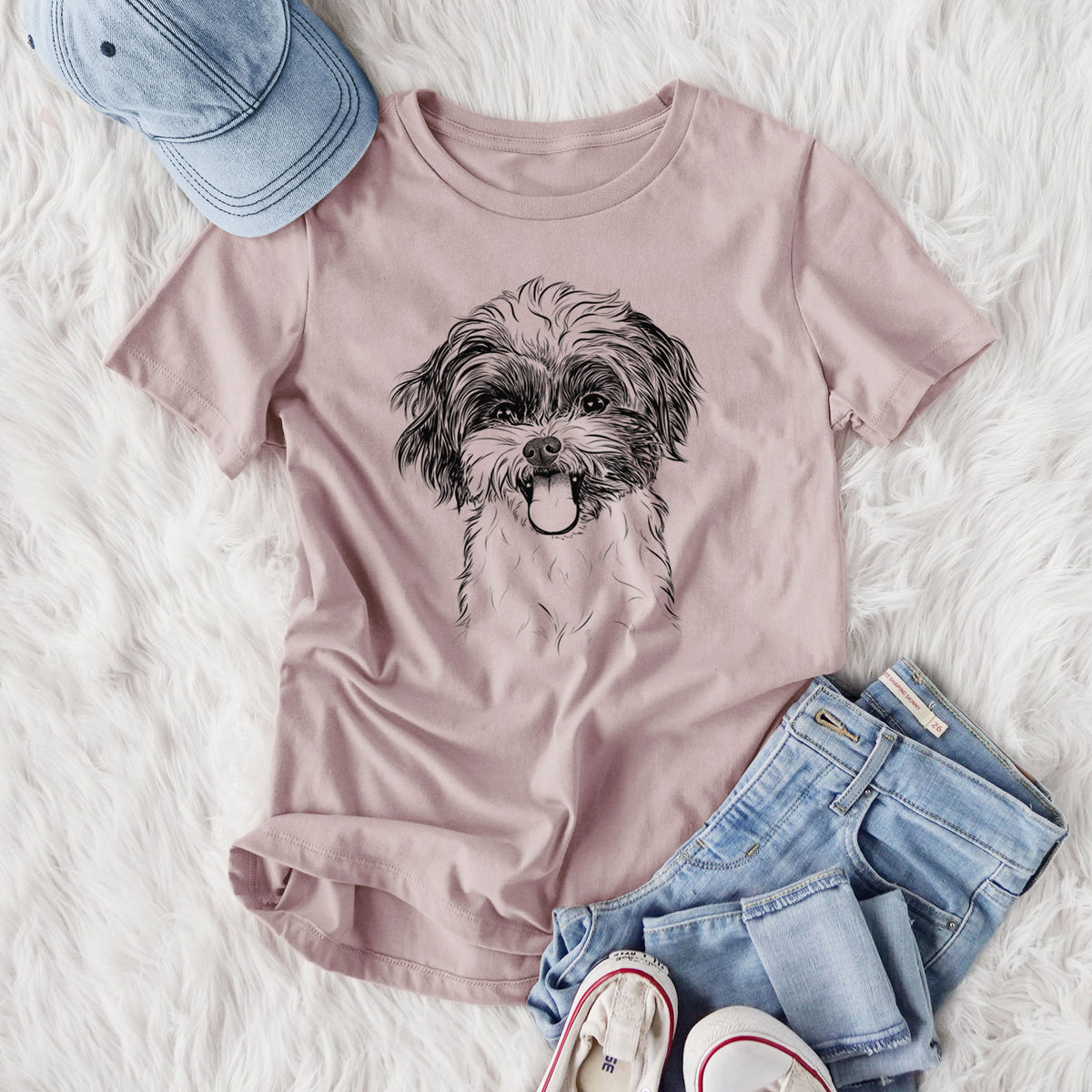Bare Pepper the Shihpoo - Women's Lightweight Relaxed Fit 100% Cotton Crewneck